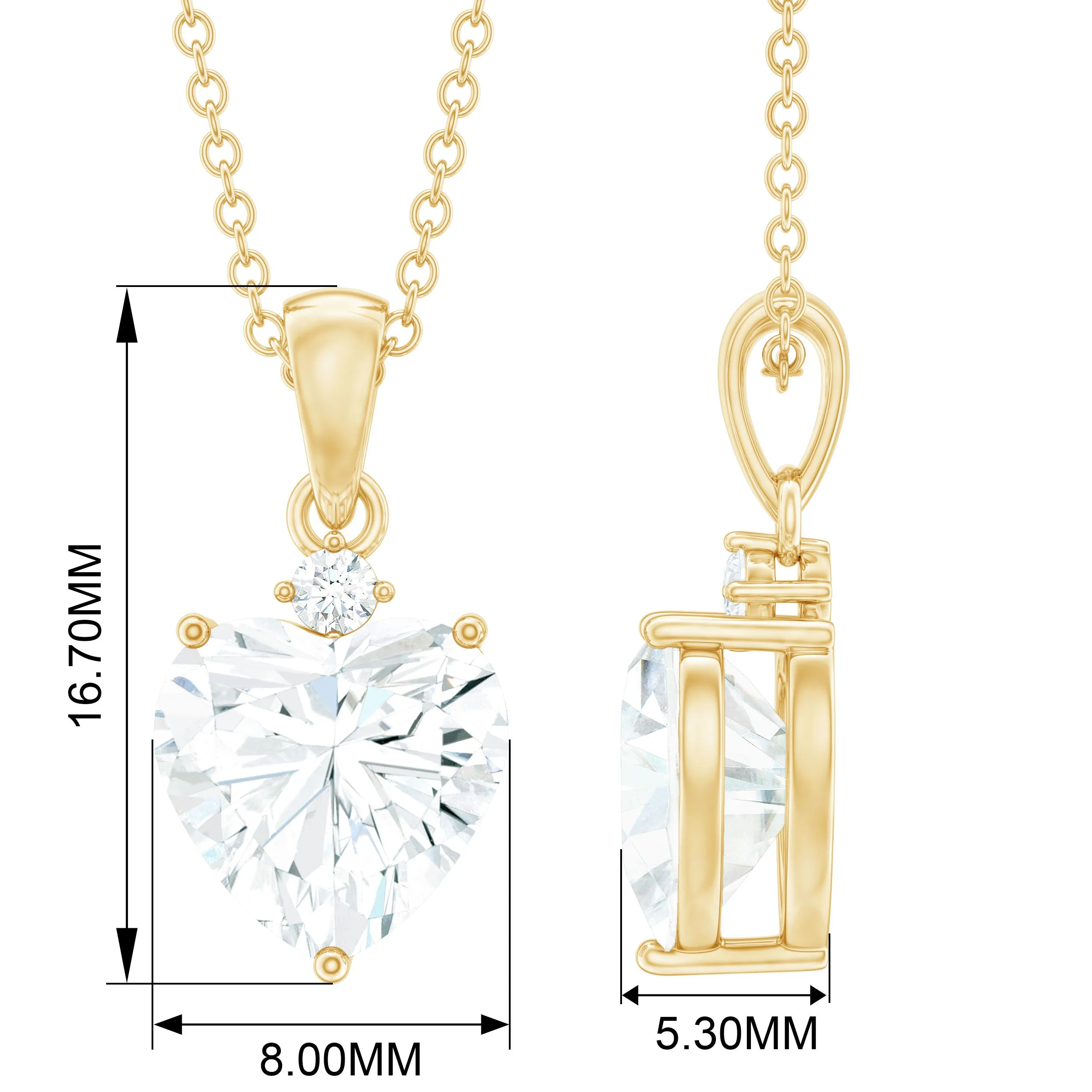 Certified Moissanite Solitaire Heart Shape Pendant