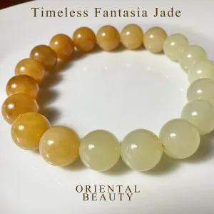 Certified Sugar brown to white gradient Hetian jade bracelet 10mm beads 6.5 inch