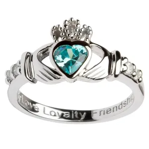 Claddagh Birthstone Ring | March