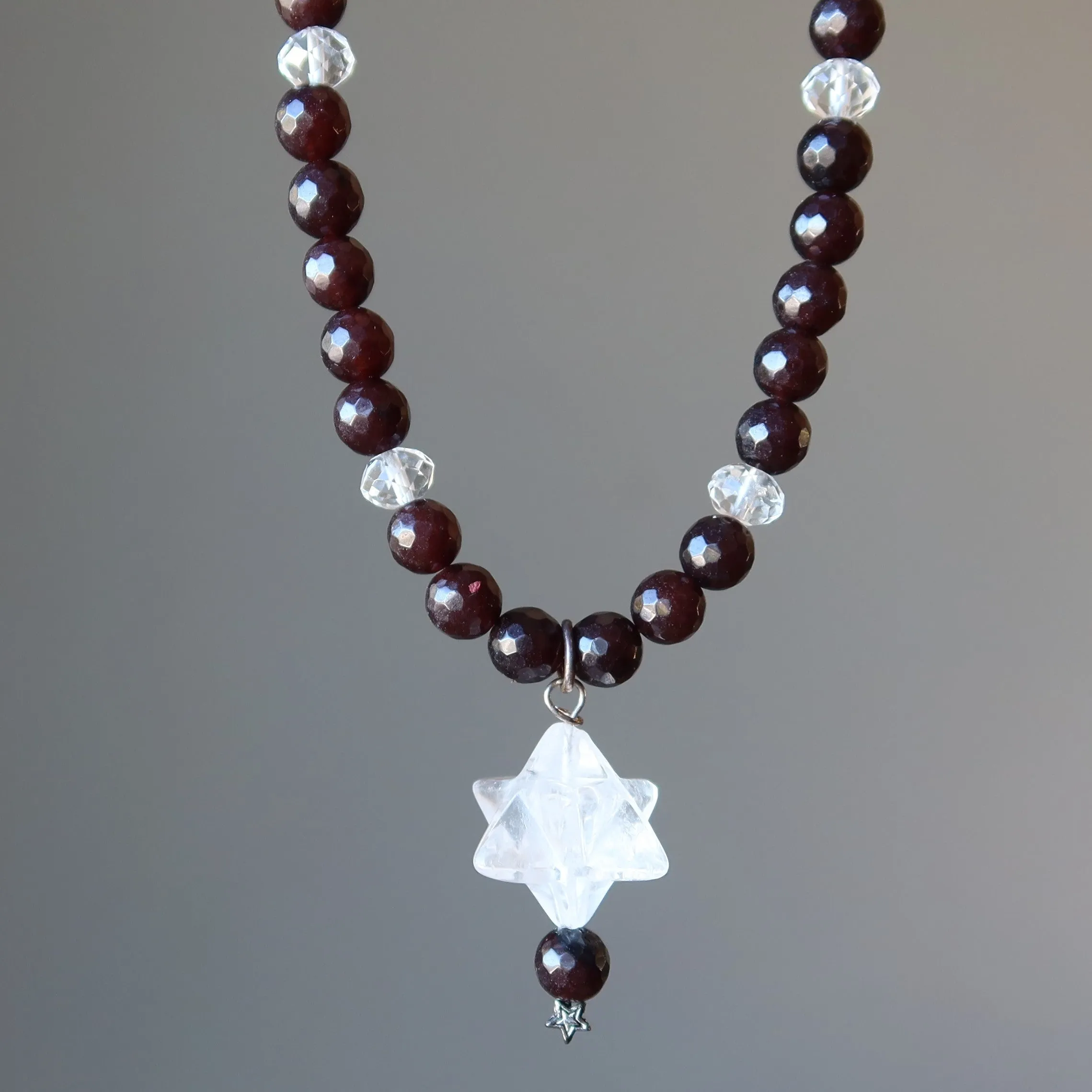 Clear Quartz Necklace Merkaba Wish Upon a Star Crystal Chalcedony