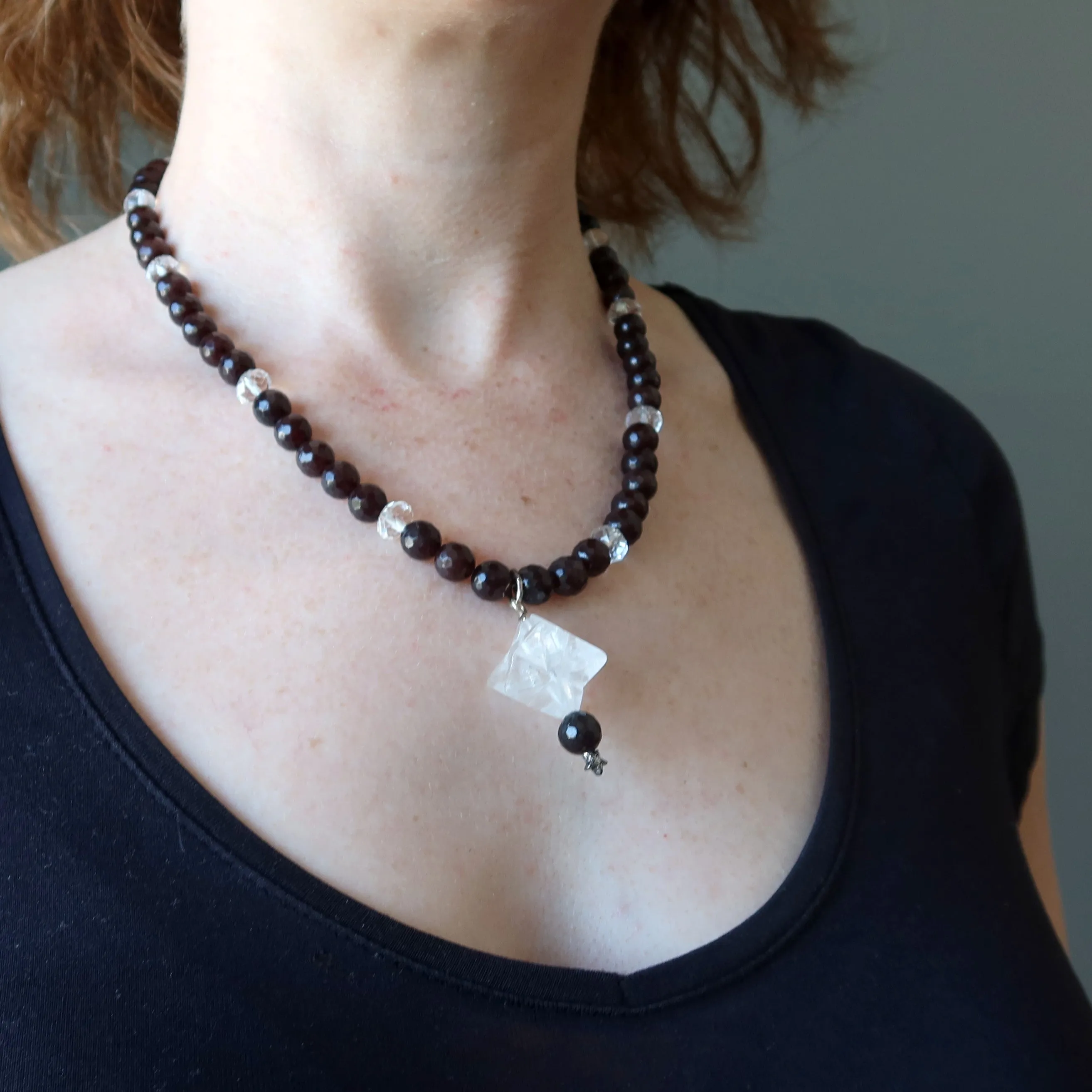Clear Quartz Necklace Merkaba Wish Upon a Star Crystal Chalcedony