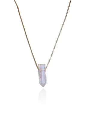 Clear Quartz Point Snake Chain Necklace