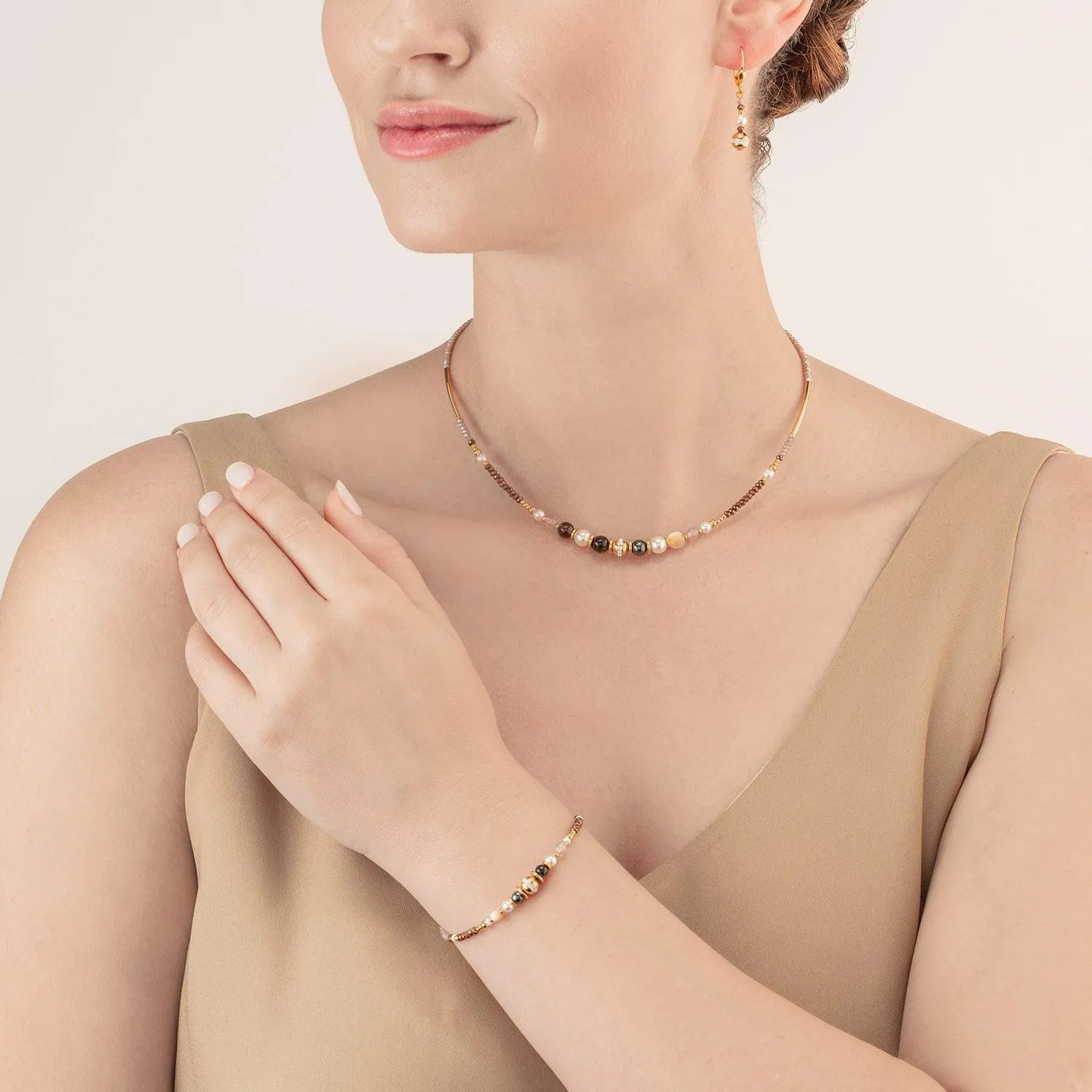 Coeur De Lion Brown Crystals and Pearls Bracelet