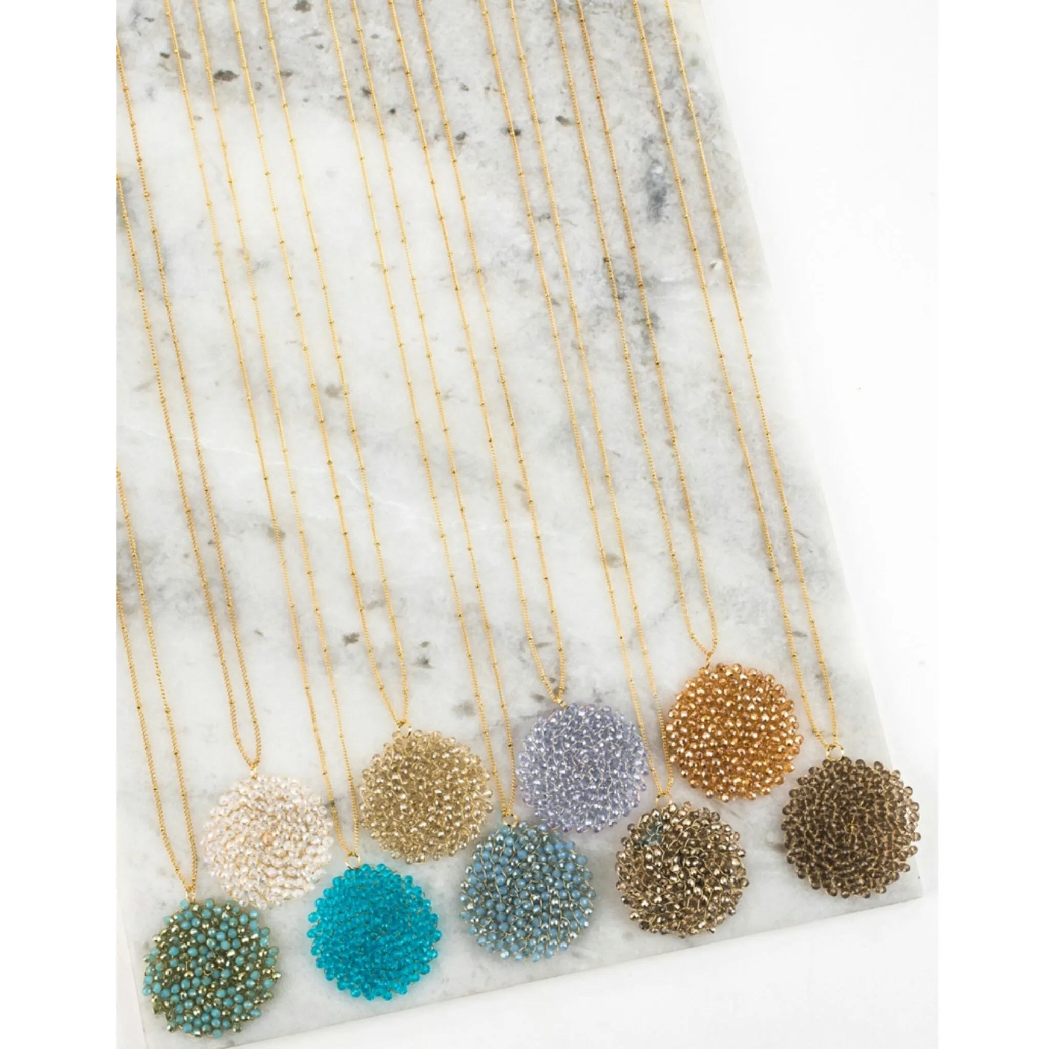 Crystal Bead Pendant Necklace