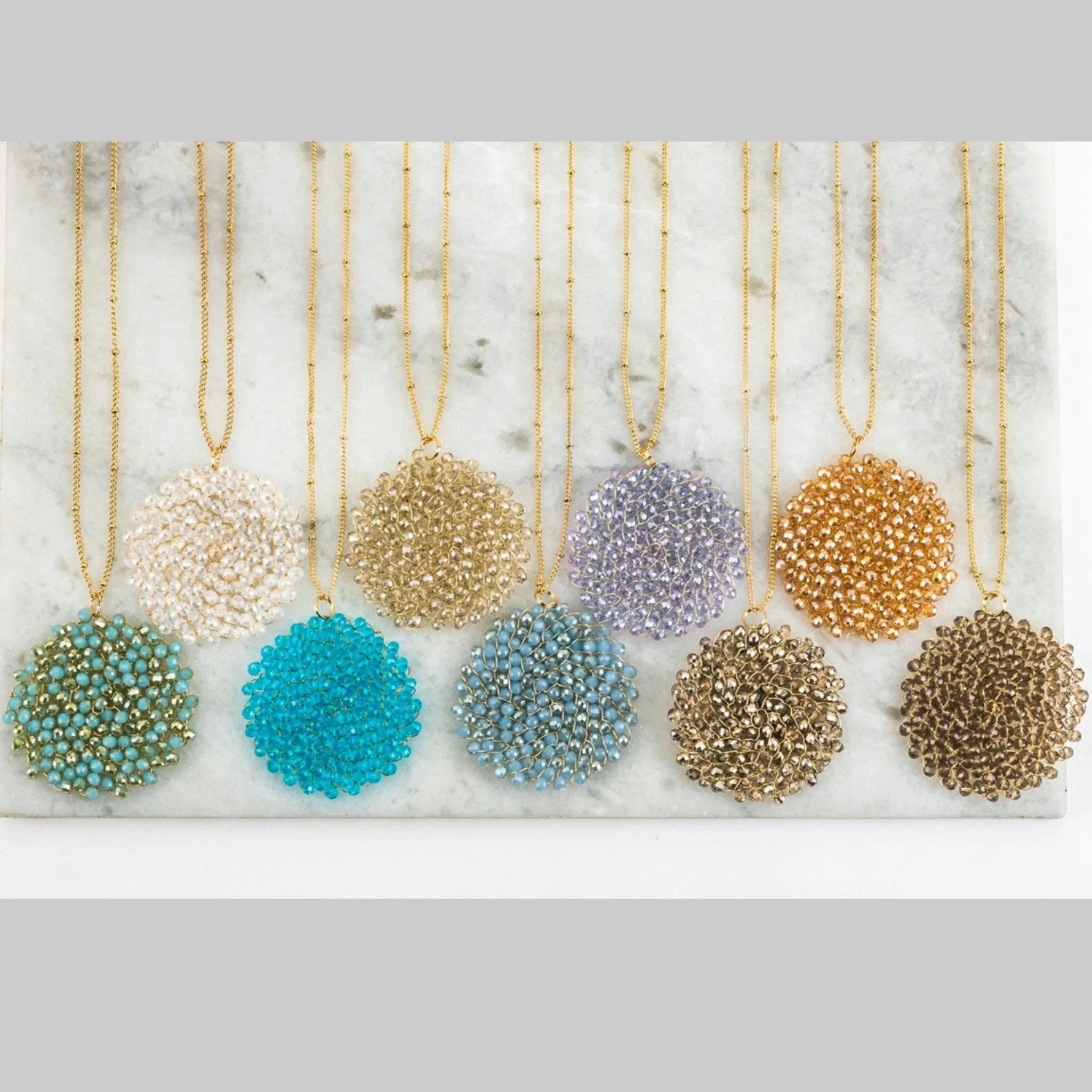 Crystal Bead Pendant Necklace