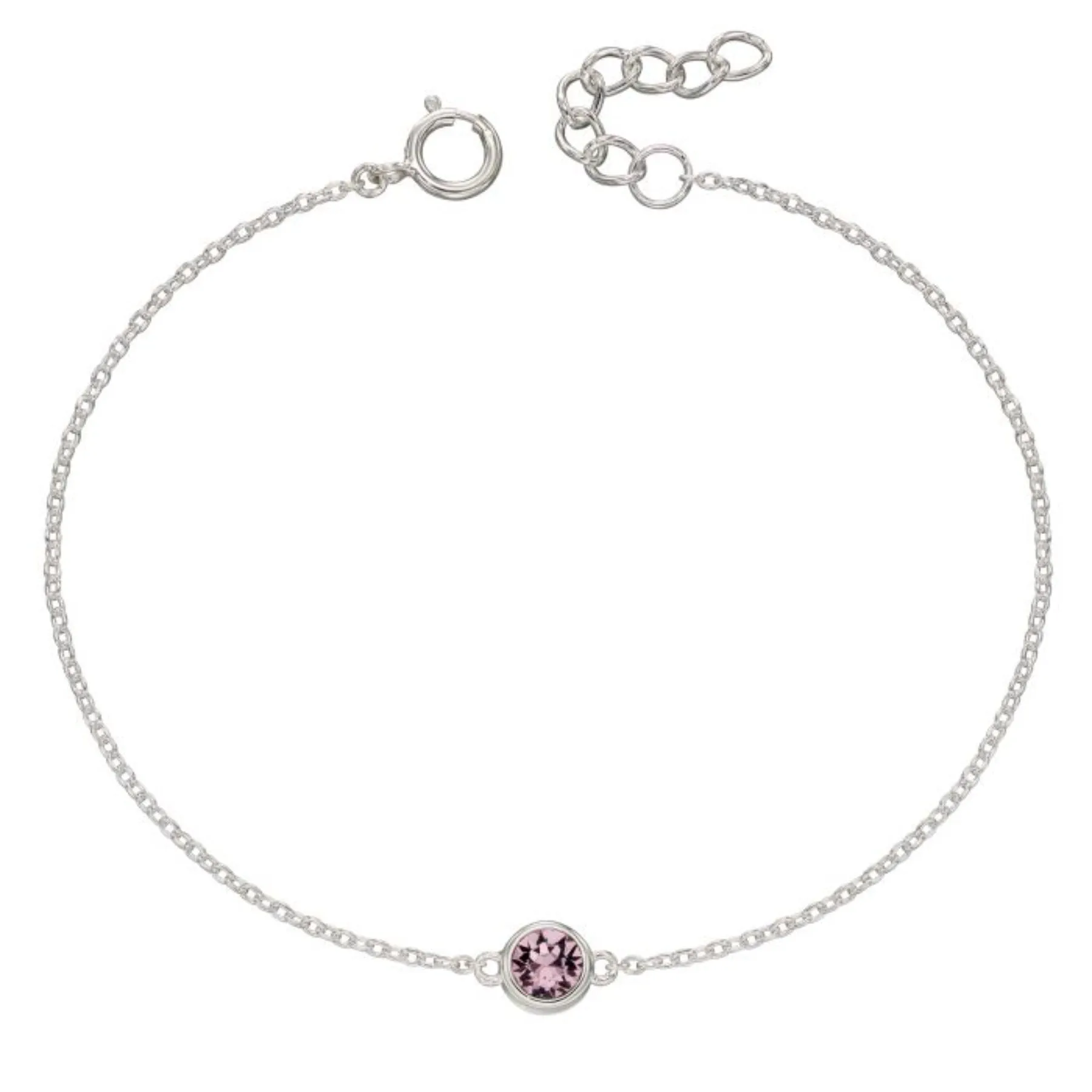 Crystal Birthstone Bracelet - Sterling Silver
