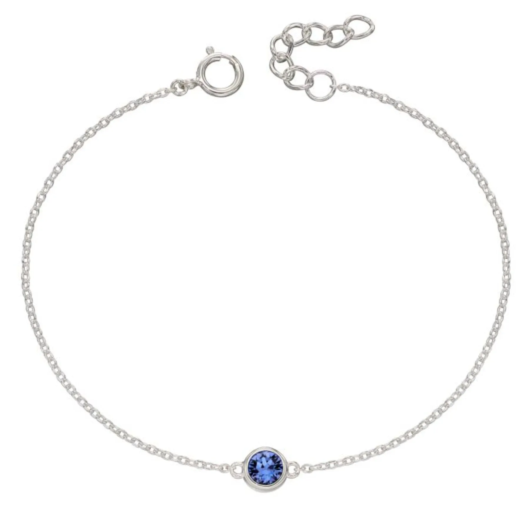 Crystal Birthstone Bracelet - Sterling Silver