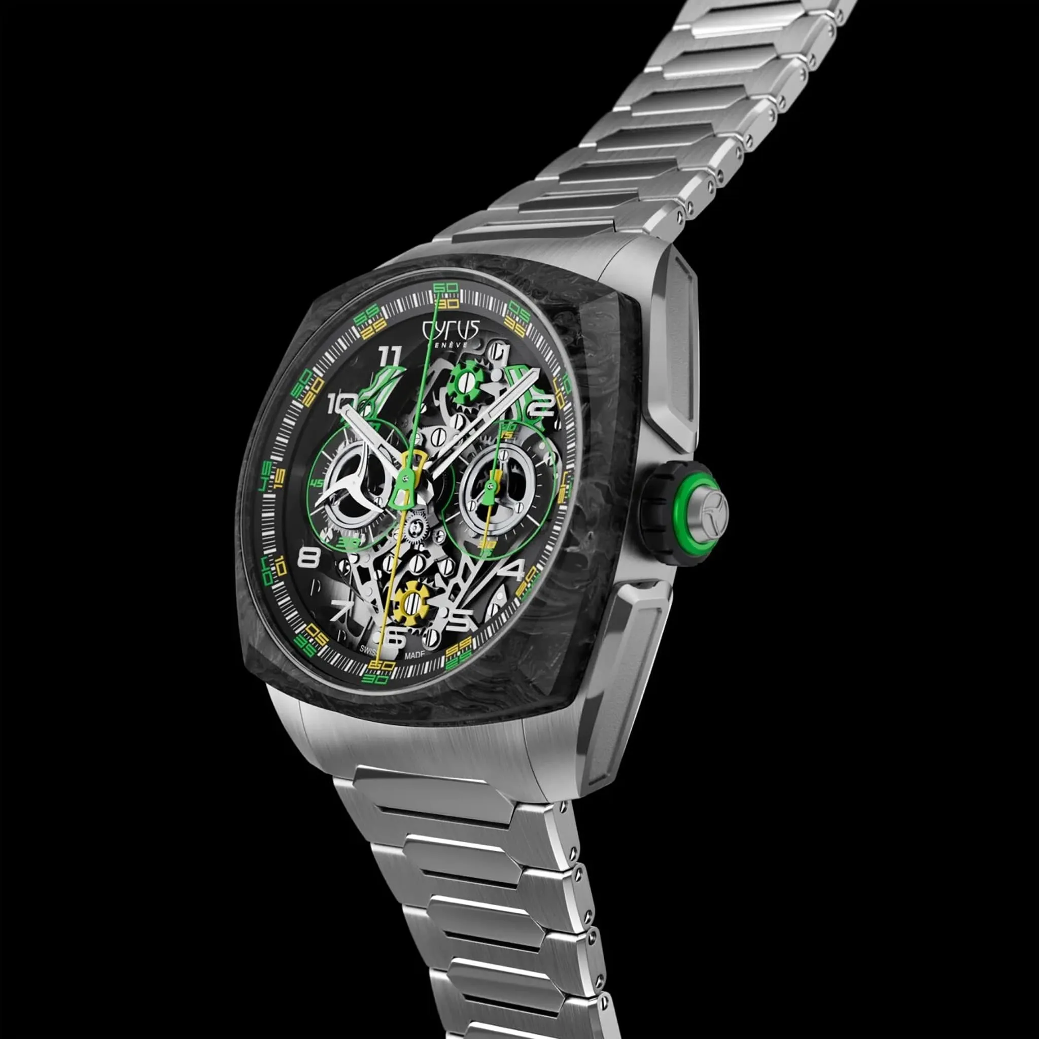 Cyrus Klepcys Dice Lime Titanium and Carbon Watch