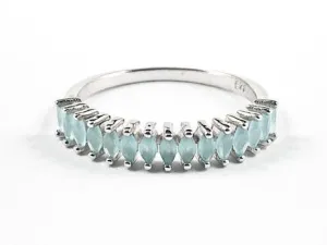 Dainty Thin Multi Marquis Cut Aquamarine CZ Silver Ring