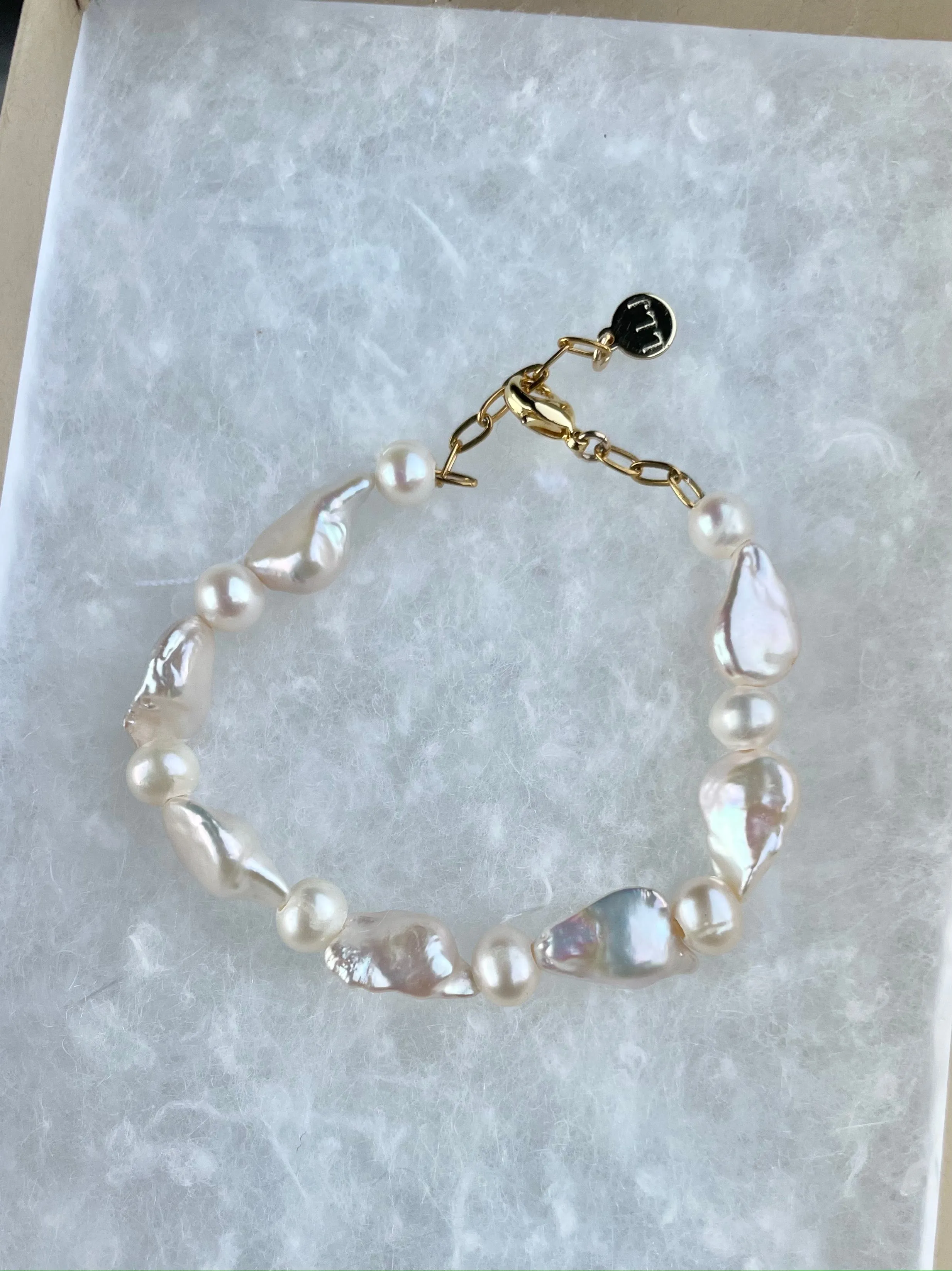 Dainty Water's Edge Pearl Bracelet - water resistant