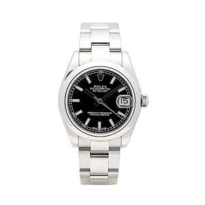 Datejust 36 Domed Black Index Oyster 31mm (Preowned)