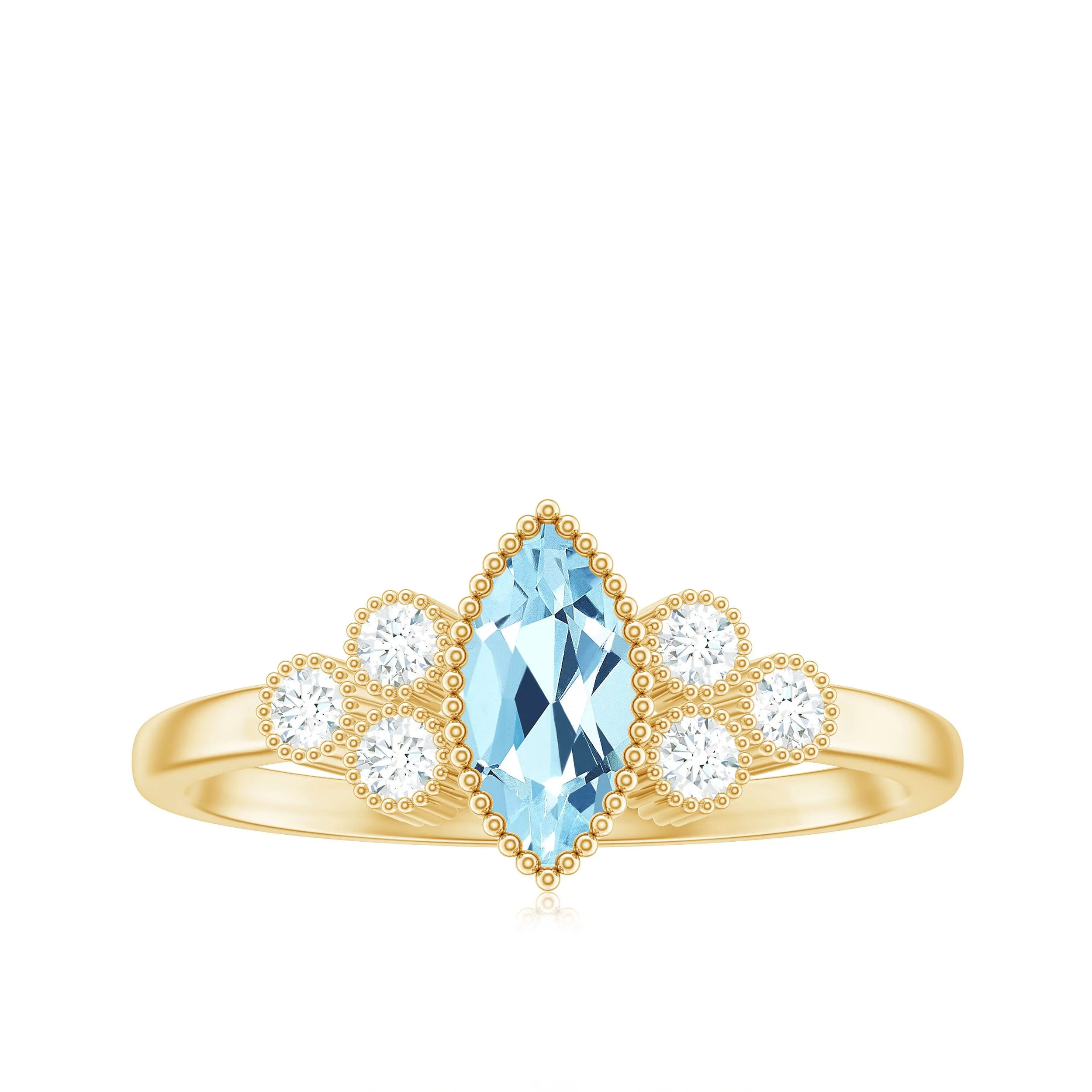 Designer Aquamarine and Diamond Trio Engagement Ring