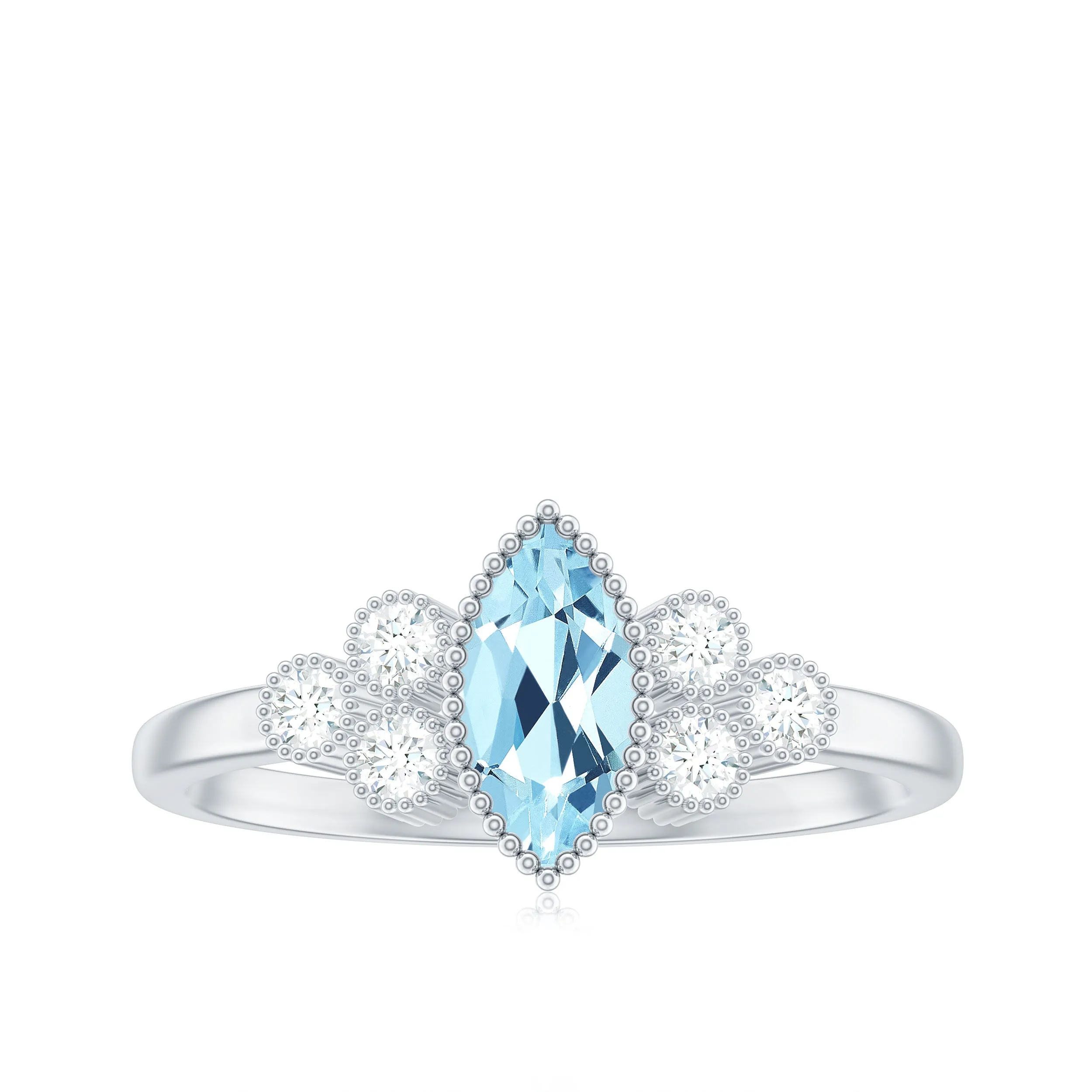Designer Aquamarine and Diamond Trio Engagement Ring