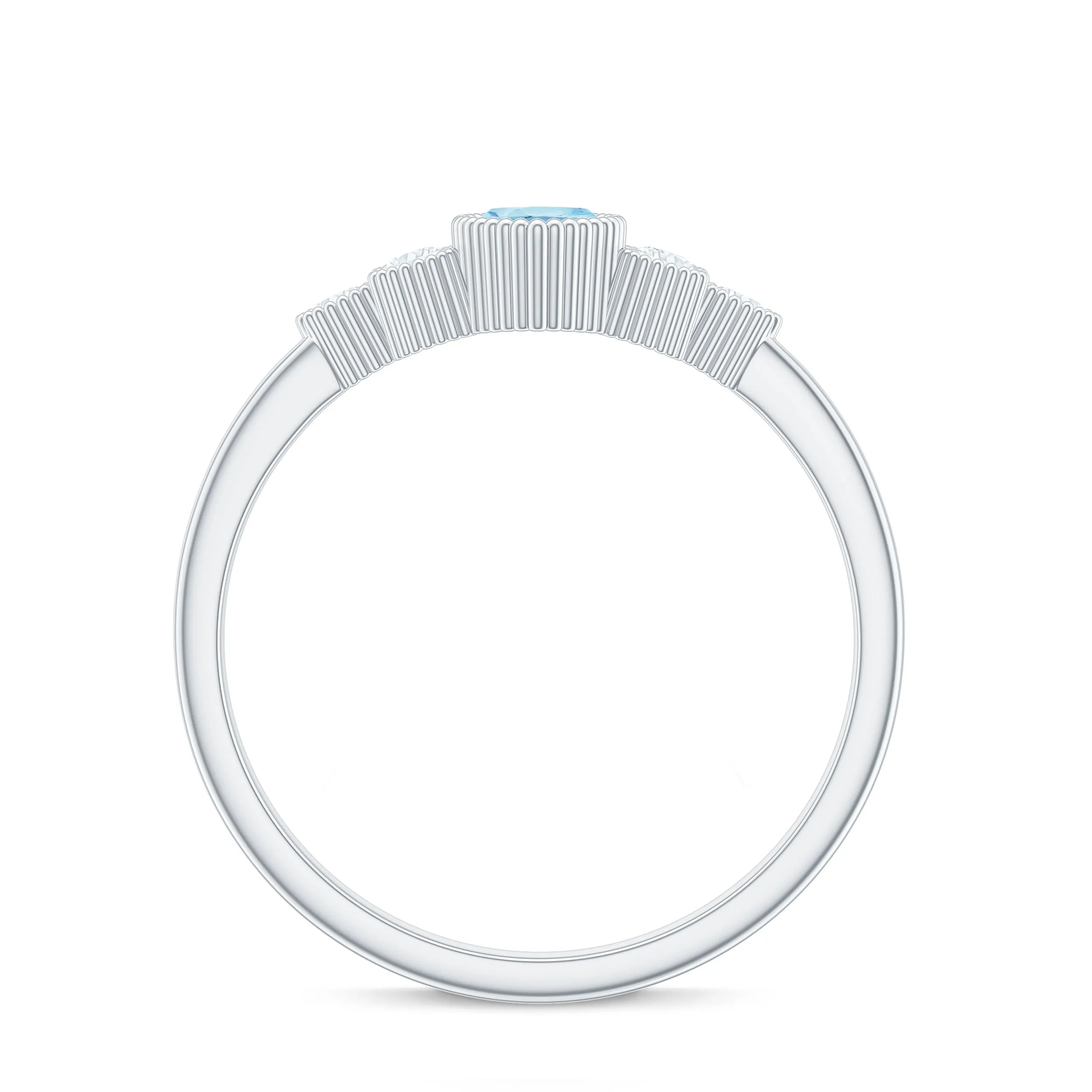 Designer Aquamarine and Diamond Trio Engagement Ring