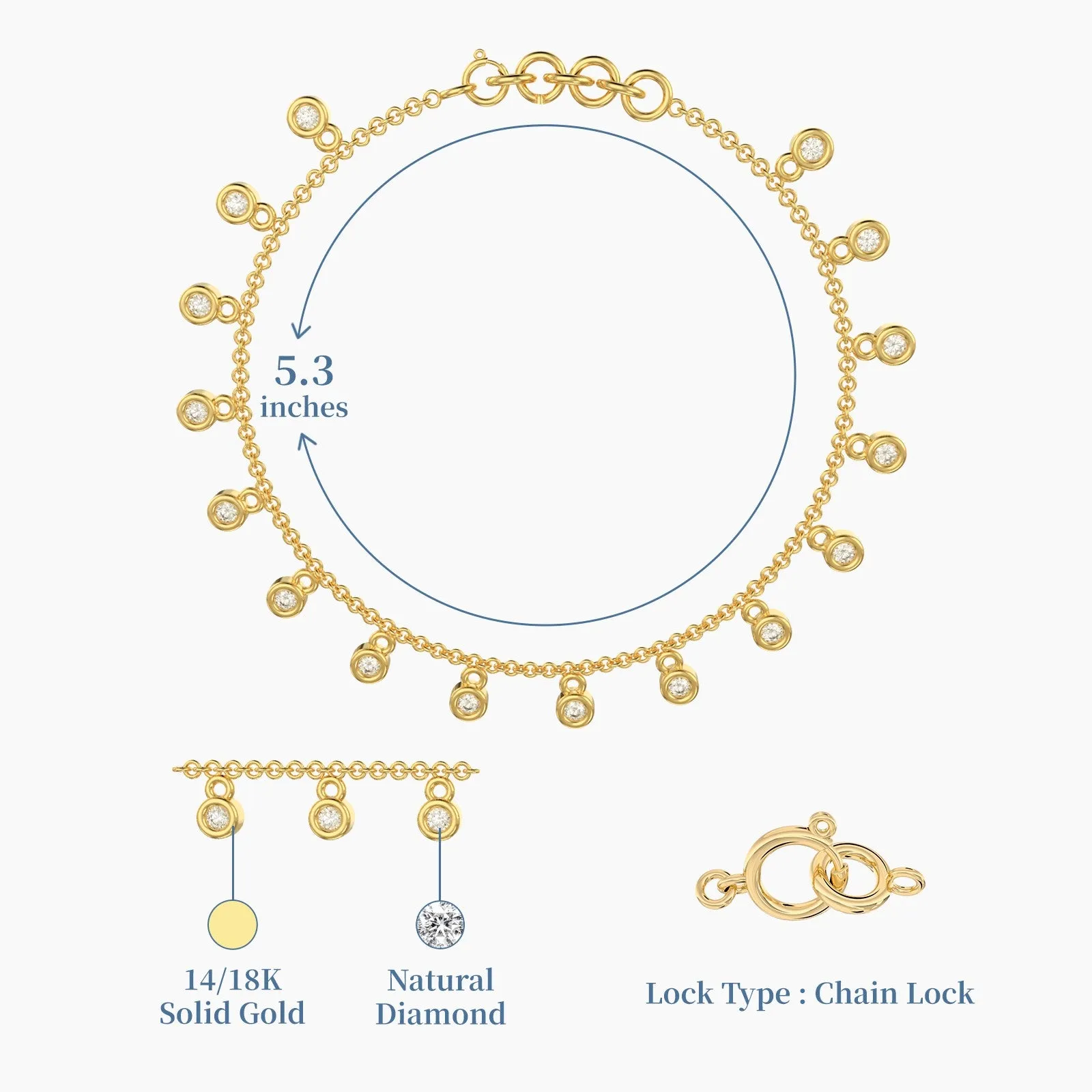 Diamond Charms Chain Bracelet