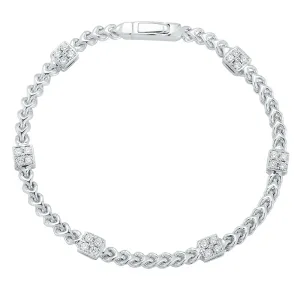 Diamond Square Station Bracelet in 14K White Gold