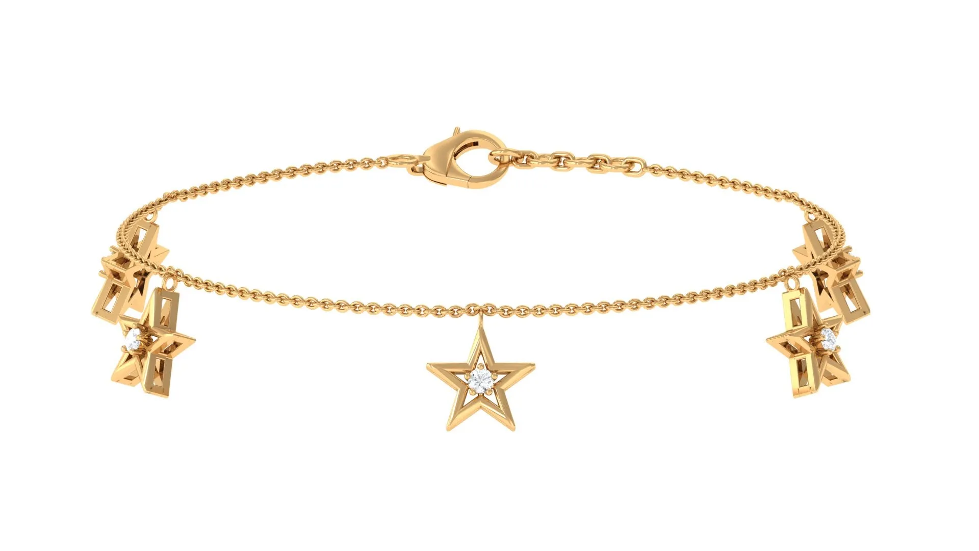 Diamond Star Chain Charm Bracelet