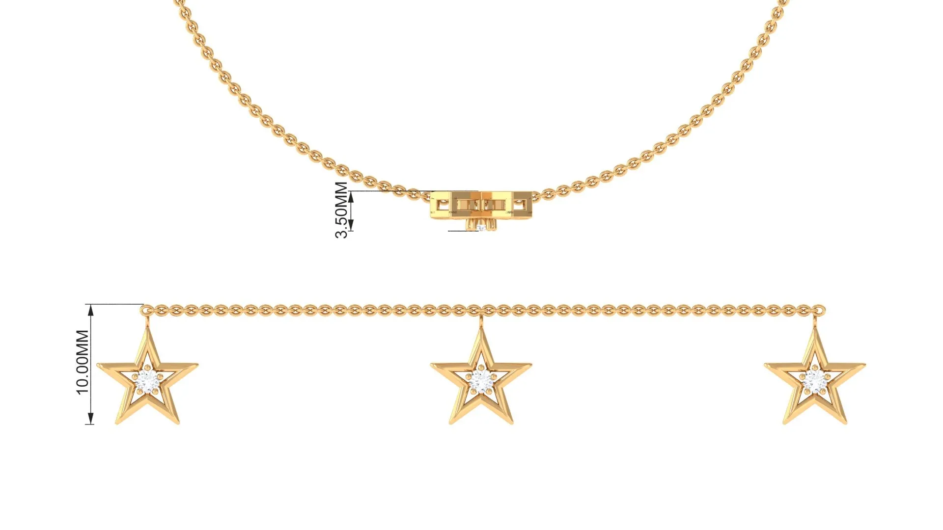 Diamond Star Chain Charm Bracelet