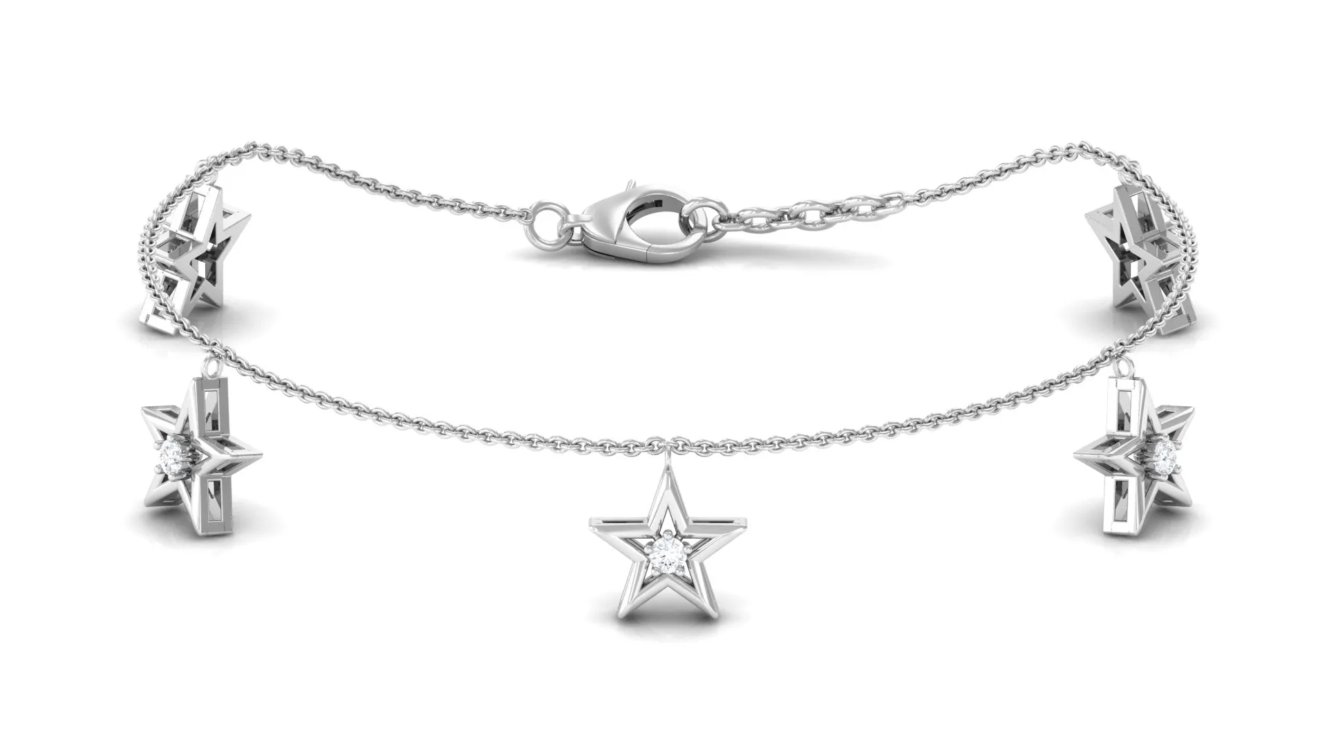 Diamond Star Chain Charm Bracelet