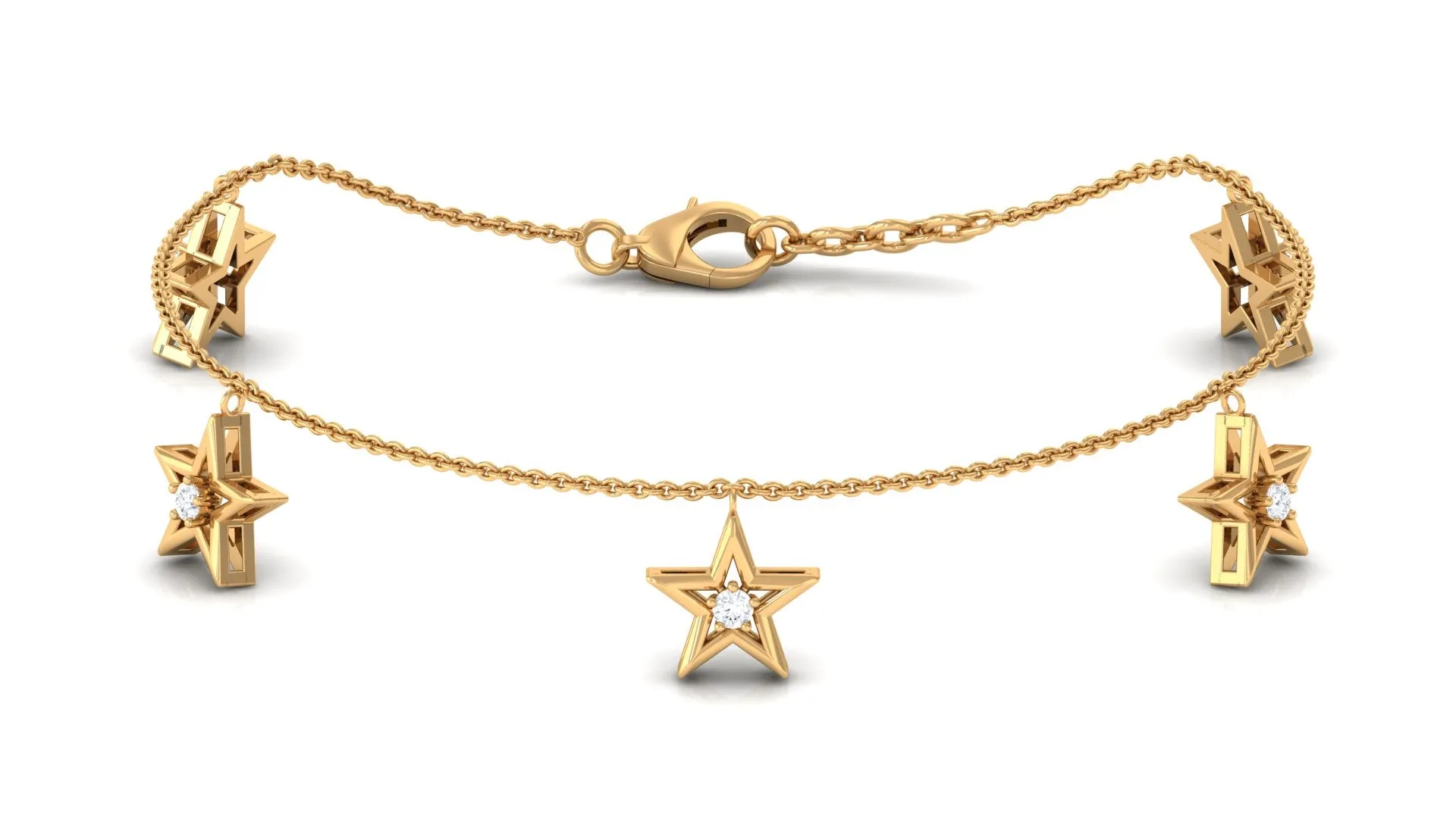 Diamond Star Chain Charm Bracelet