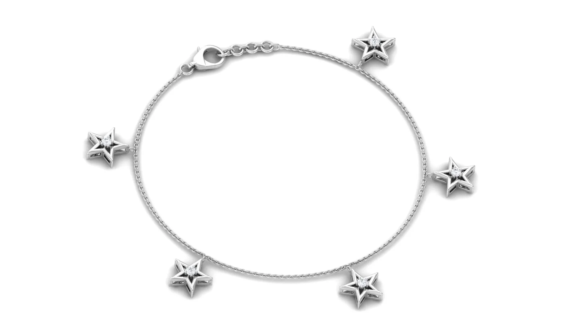 Diamond Star Chain Charm Bracelet