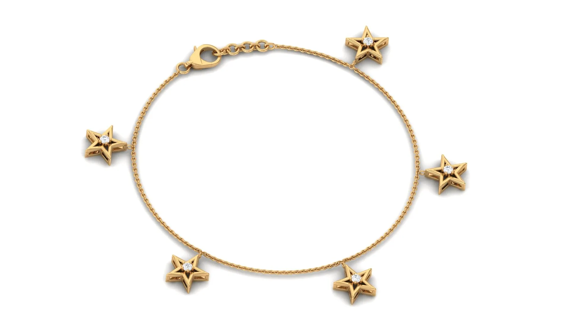 Diamond Star Chain Charm Bracelet