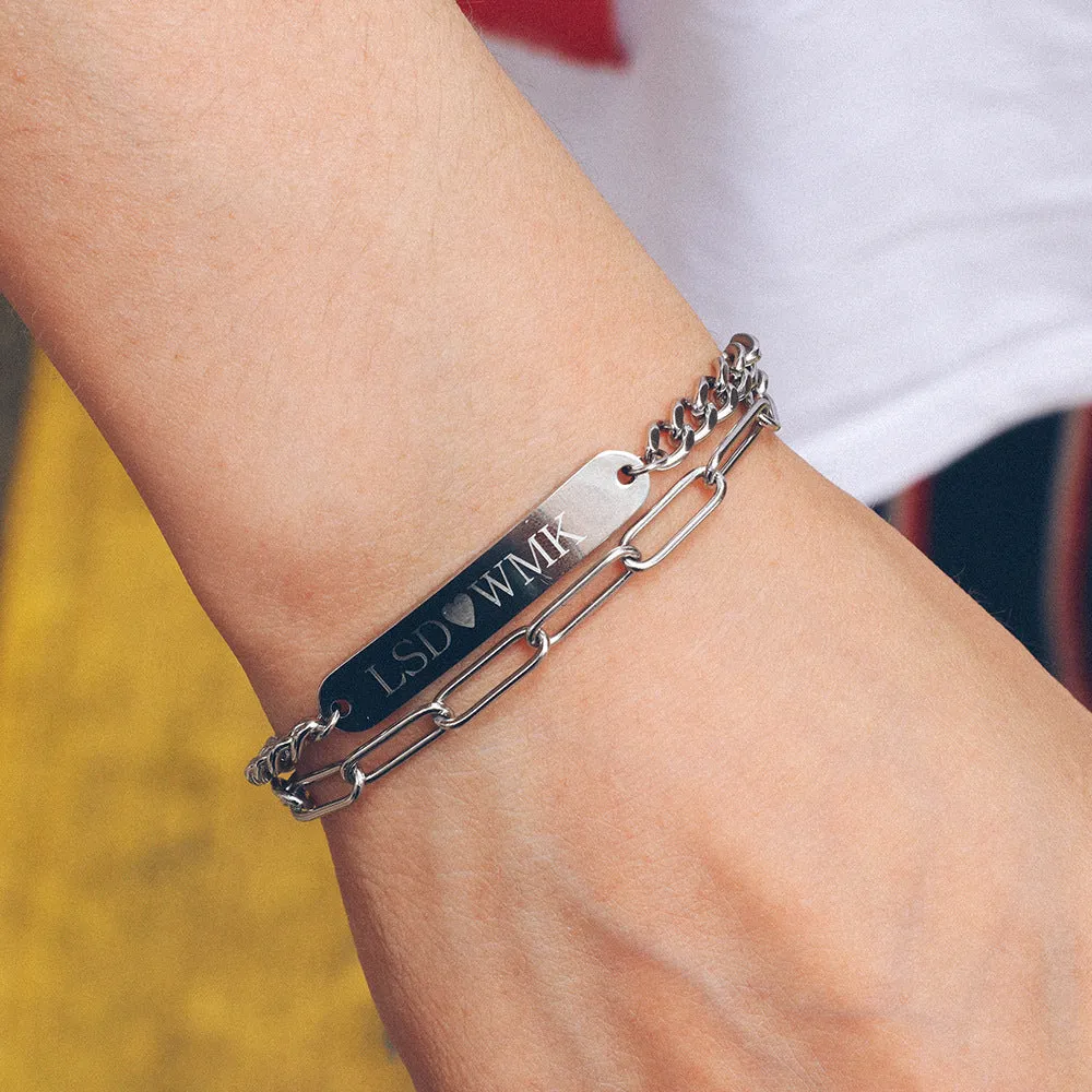DIY Lettering Stainless Steel Simple Titanium Steel Double Layer Bracelet