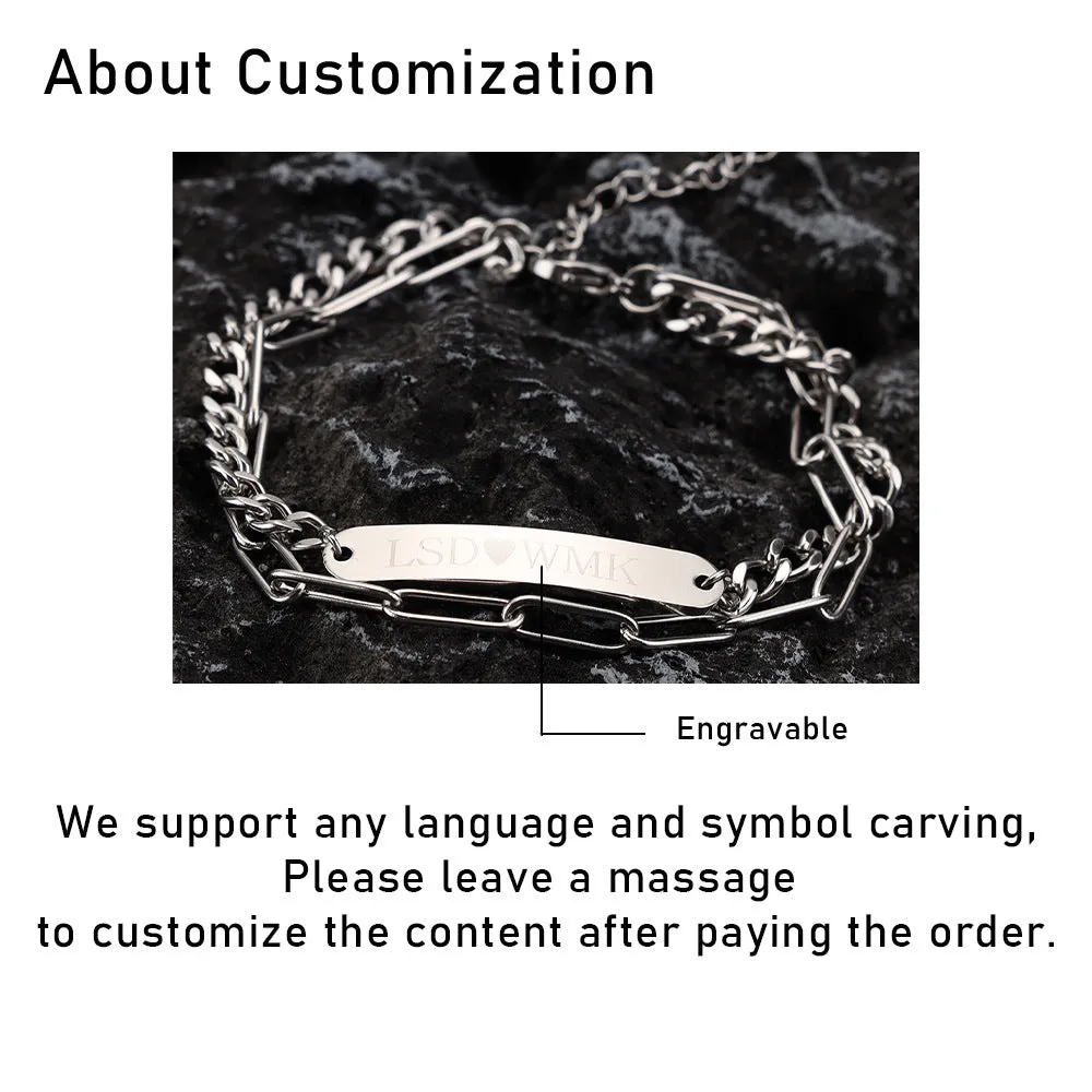 DIY Lettering Stainless Steel Simple Titanium Steel Double Layer Bracelet
