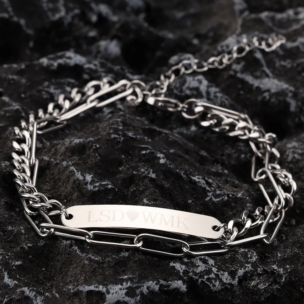 DIY Lettering Stainless Steel Simple Titanium Steel Double Layer Bracelet