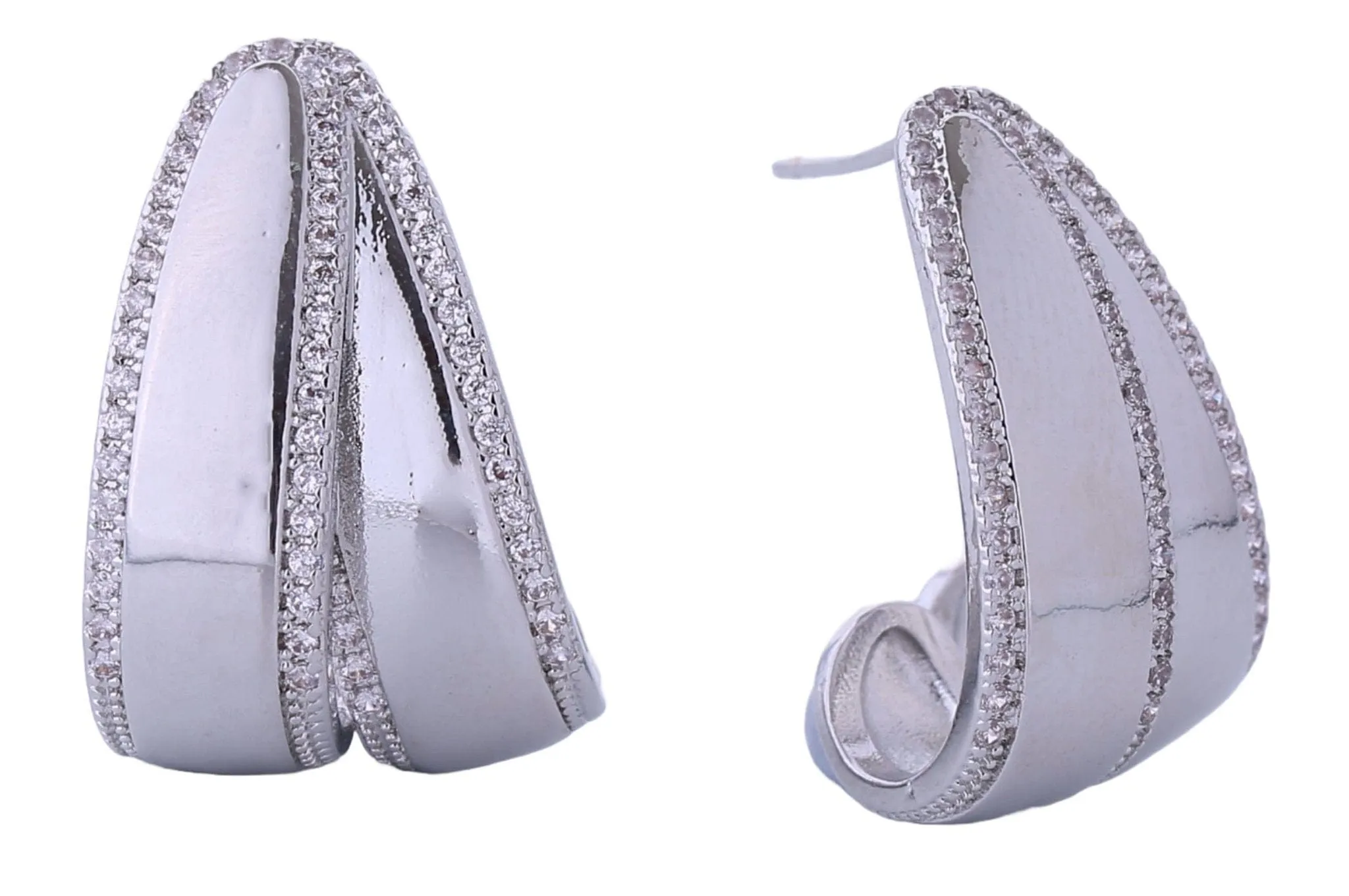DJE310696 14K Double Layer C Hoop Earrings