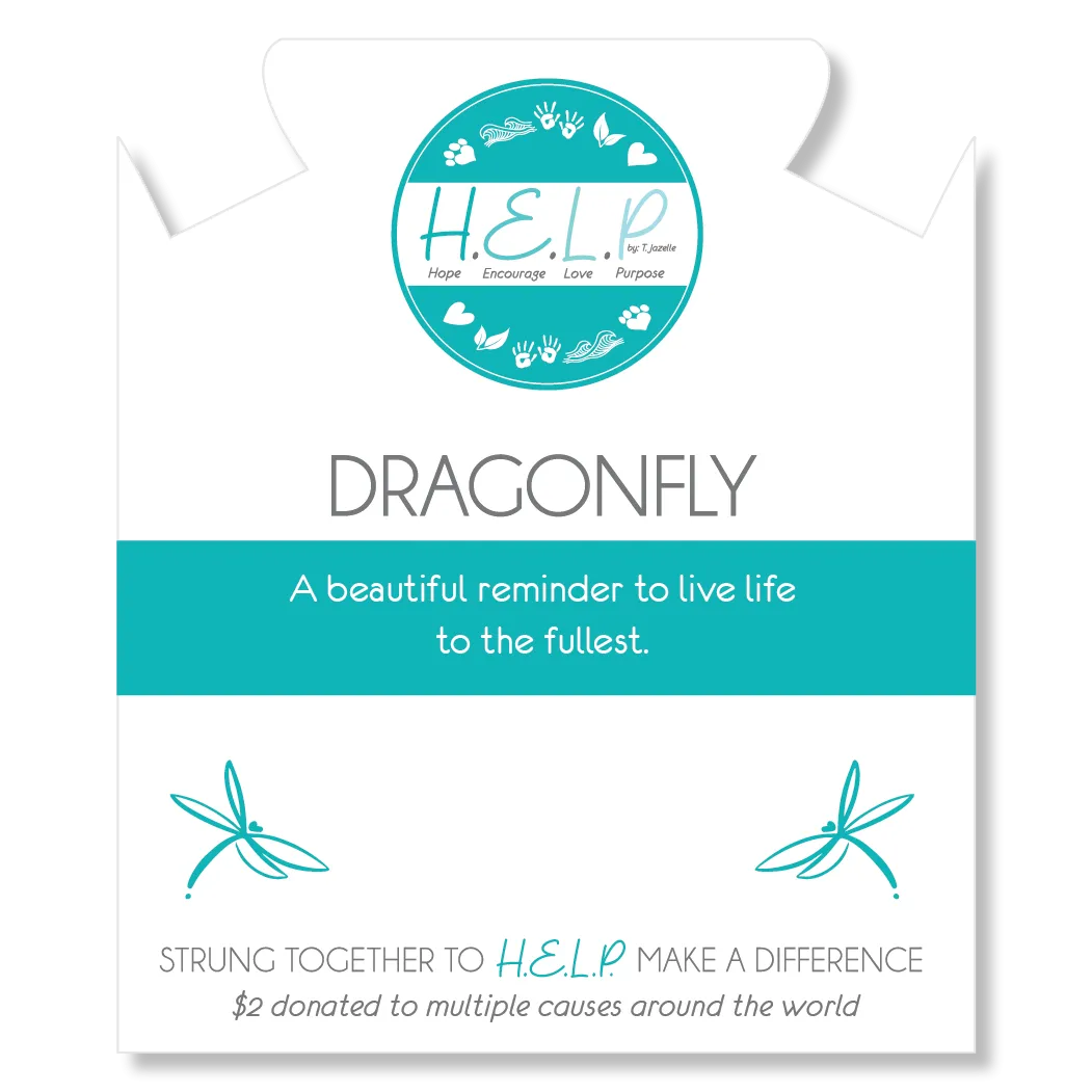 Dragonfly Charm with Blue and White Jade Charity Bracelet