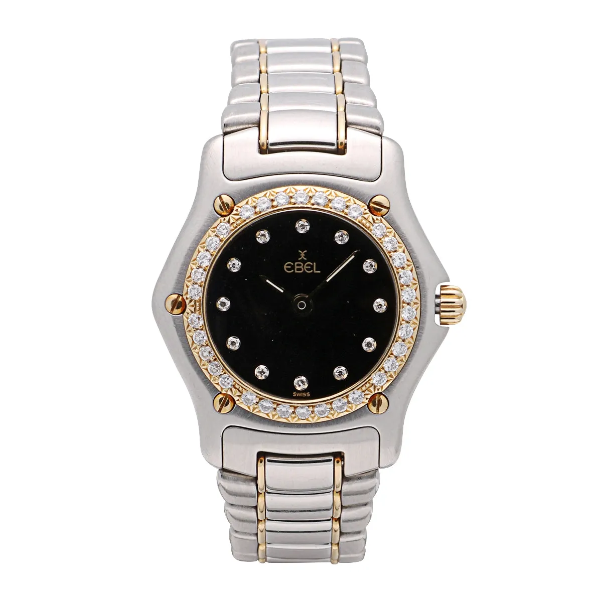 Ebel 1911 Mini Two-Tone Case and Bracelet Black Dial Diamonds 25mm Quartz (Preowned)