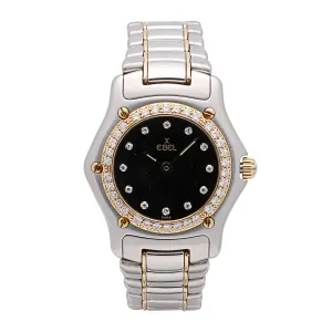 Ebel 1911 Mini Two-Tone Case and Bracelet Black Dial Diamonds 25mm Quartz (Preowned)