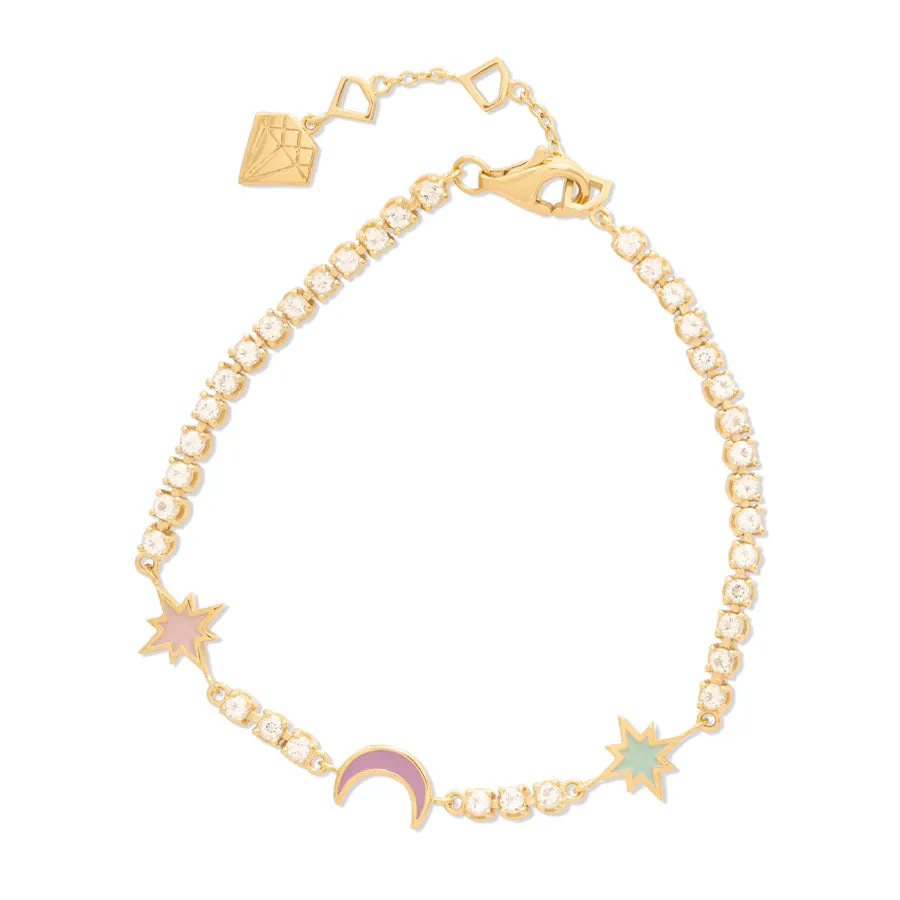 Enamel Charm Pave 14K Gold Vermeil Tennis Bracelet