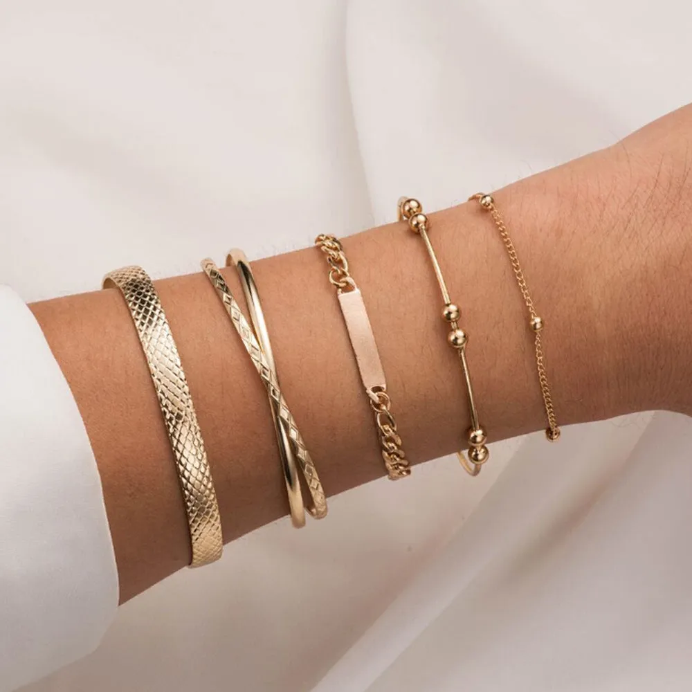 European And American Trend Cross-border Jewelry Leaf Love Triangle LOVE Bracelet Circle Bracelet Set