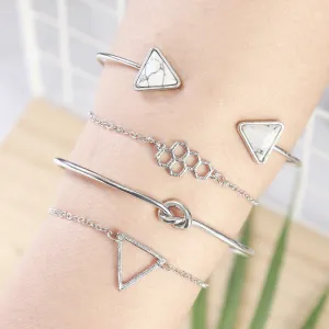 European And American Trend Cross-border Jewelry Leaf Love Triangle LOVE Bracelet Circle Bracelet Set