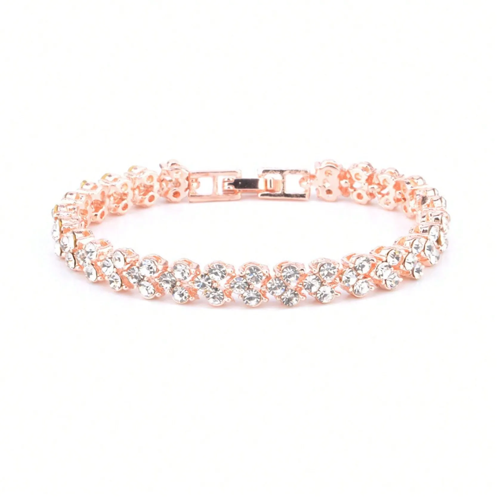 Exquisite Heart-Shaped Crystal Inlaid Rhinestone Bracelet Fashion Jewelry