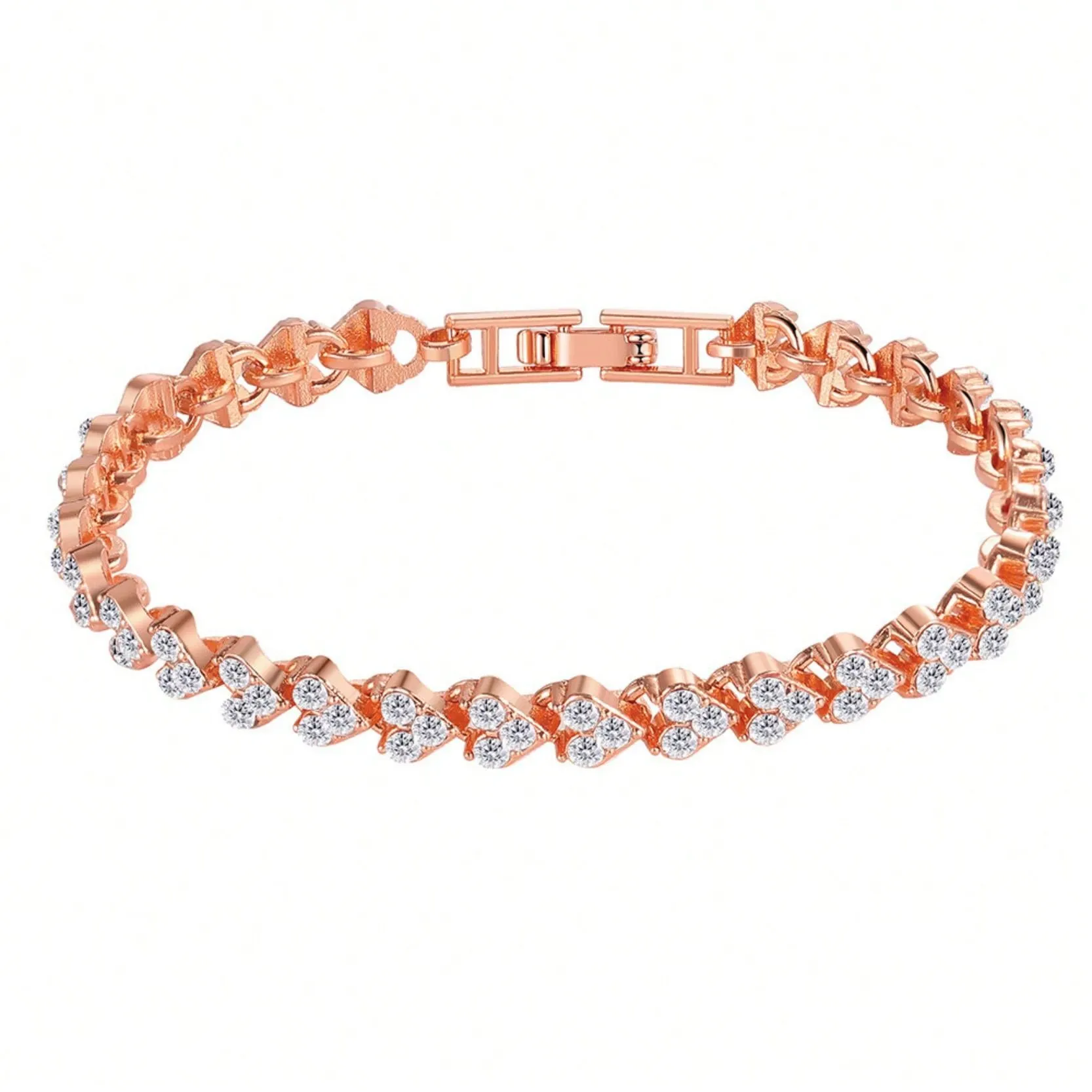 Exquisite Heart-Shaped Crystal Inlaid Rhinestone Bracelet Fashion Jewelry