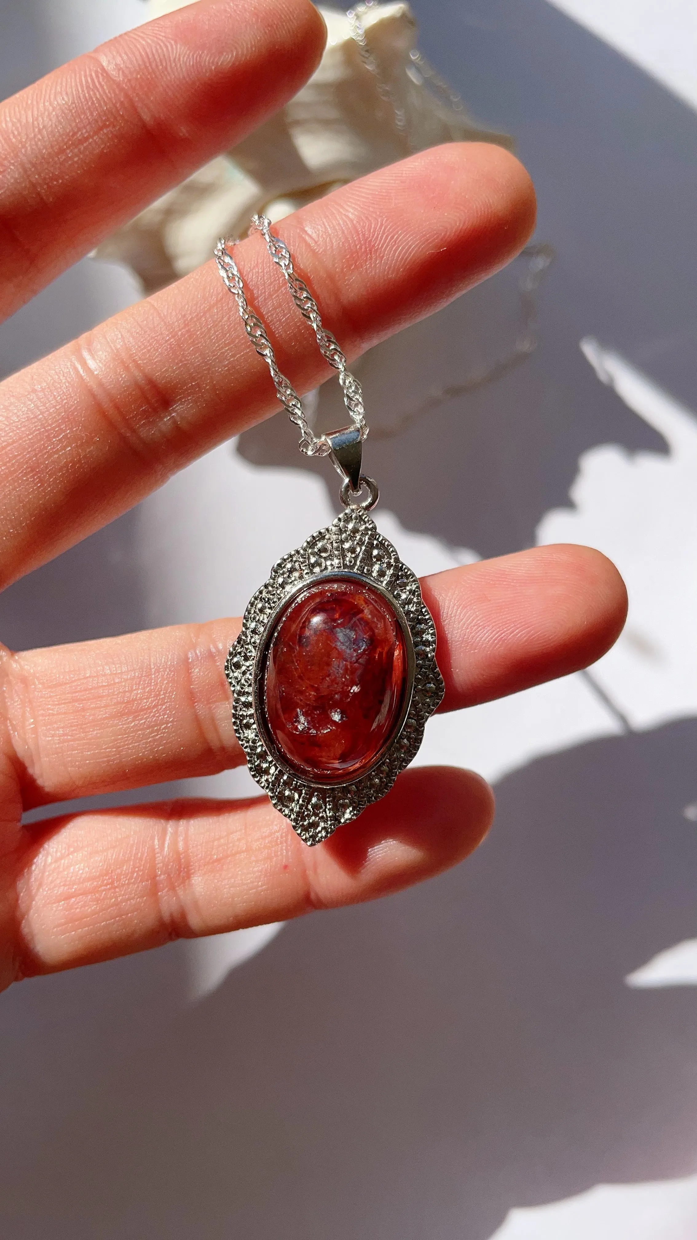 Fire Quartz (Hematoid)  Necklace