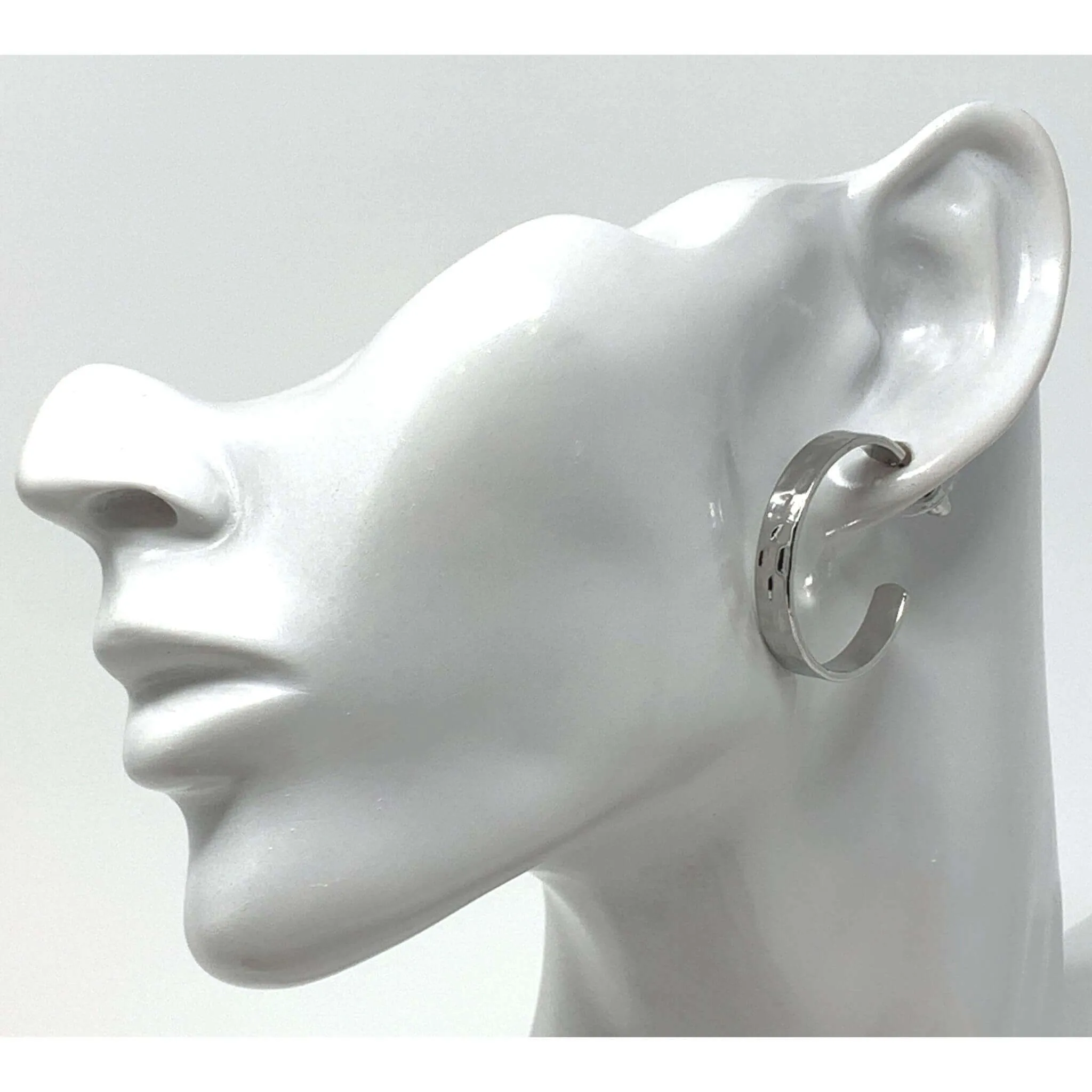 Flat Hammered Hoop Earrings