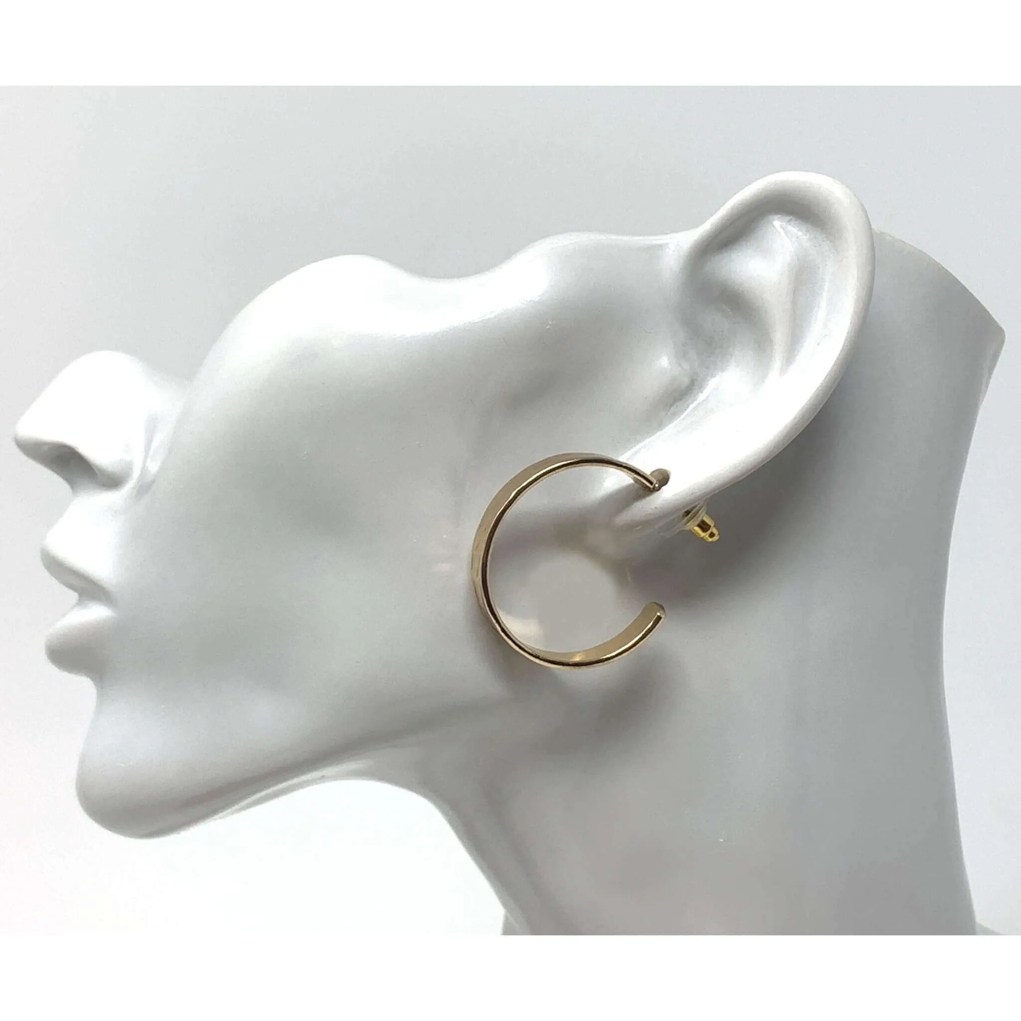 Flat Hammered Hoop Earrings