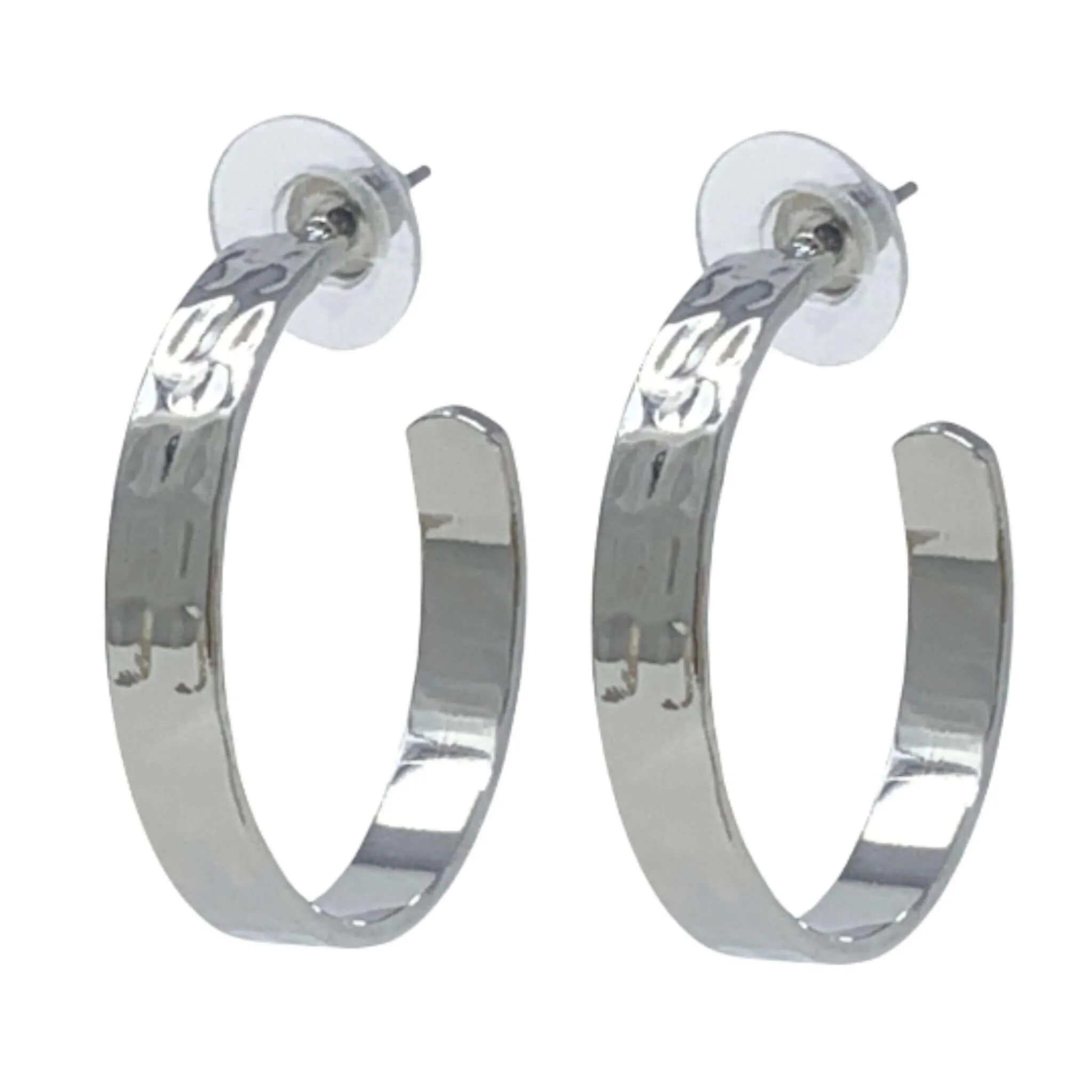 Flat Hammered Hoop Earrings