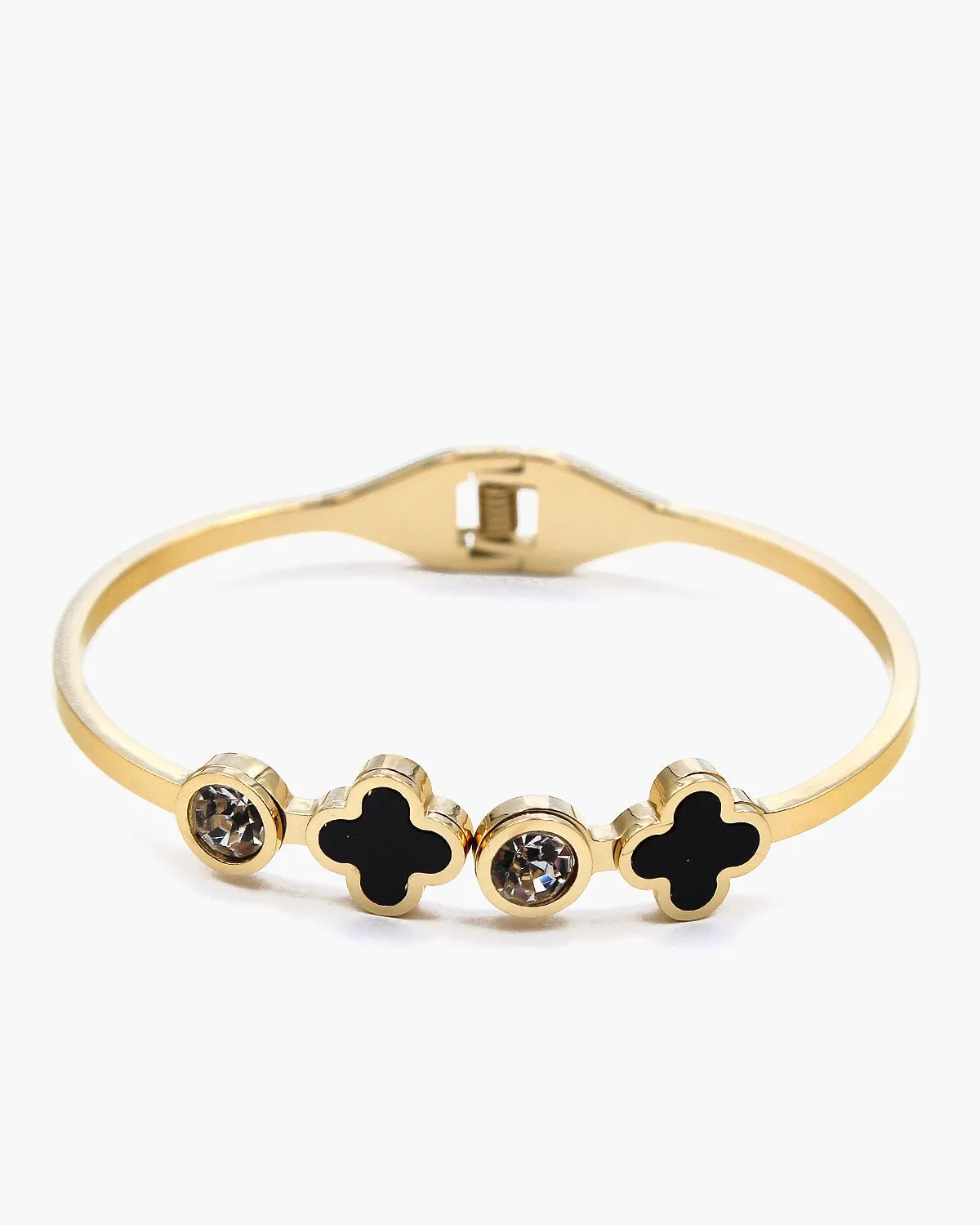 Flower Bangle Bracelet with CZ Stone