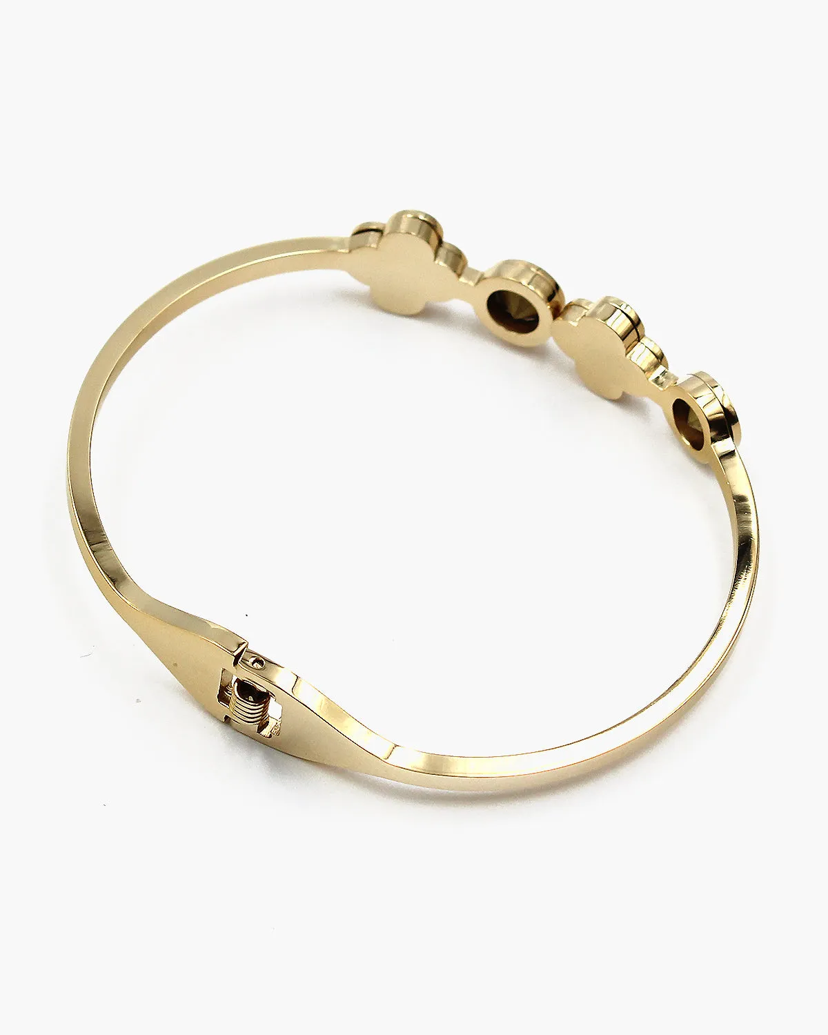 Flower Bangle Bracelet with CZ Stone