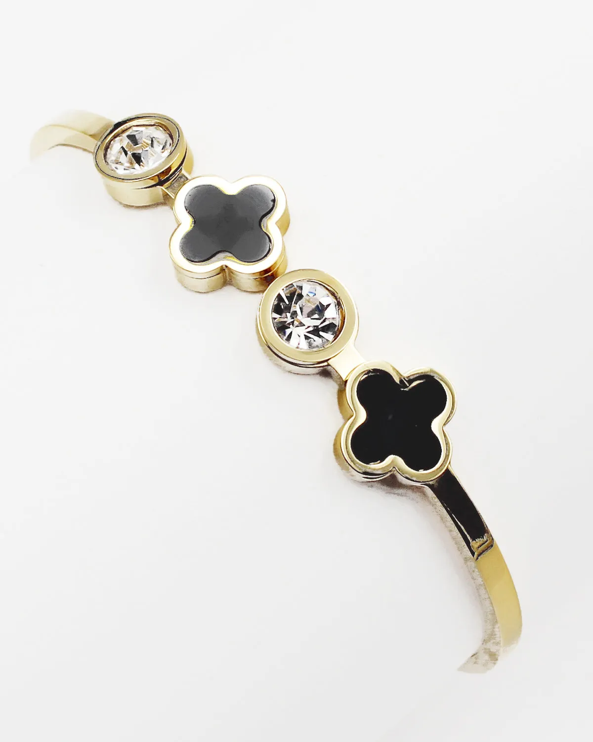 Flower Bangle Bracelet with CZ Stone