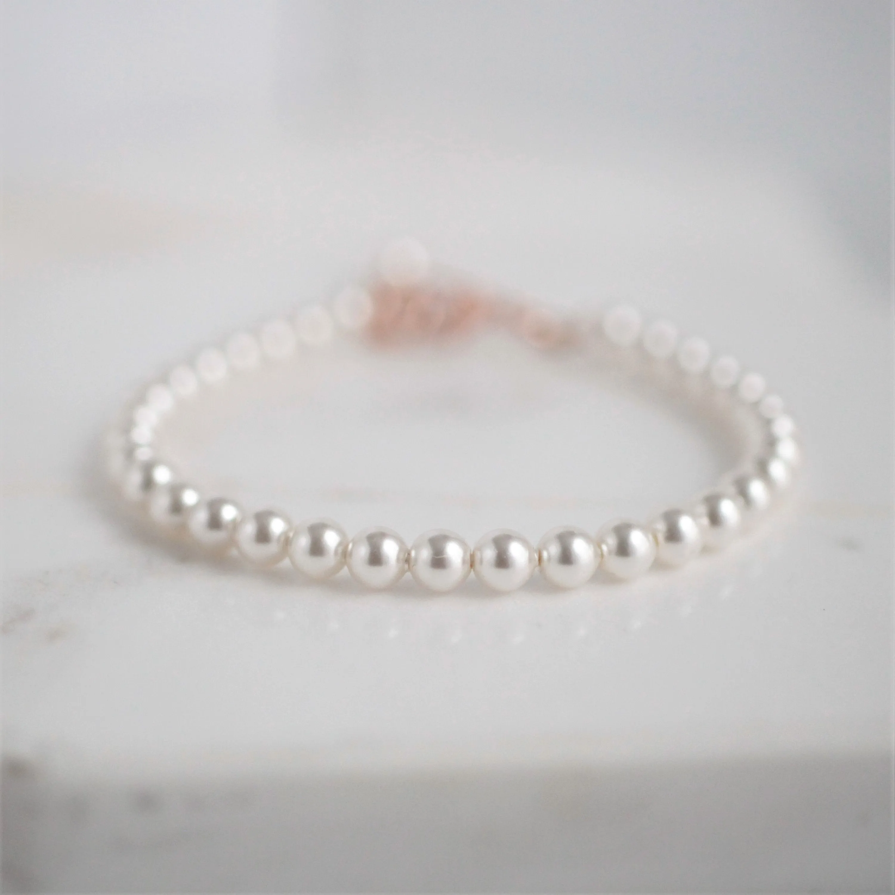 Flower Girl Pearl & Rose Gold Bracelet
