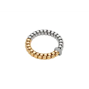 Fope 18K White and Yellow Gold Luna Collection Wide Diamond Bracelet, Medium Size