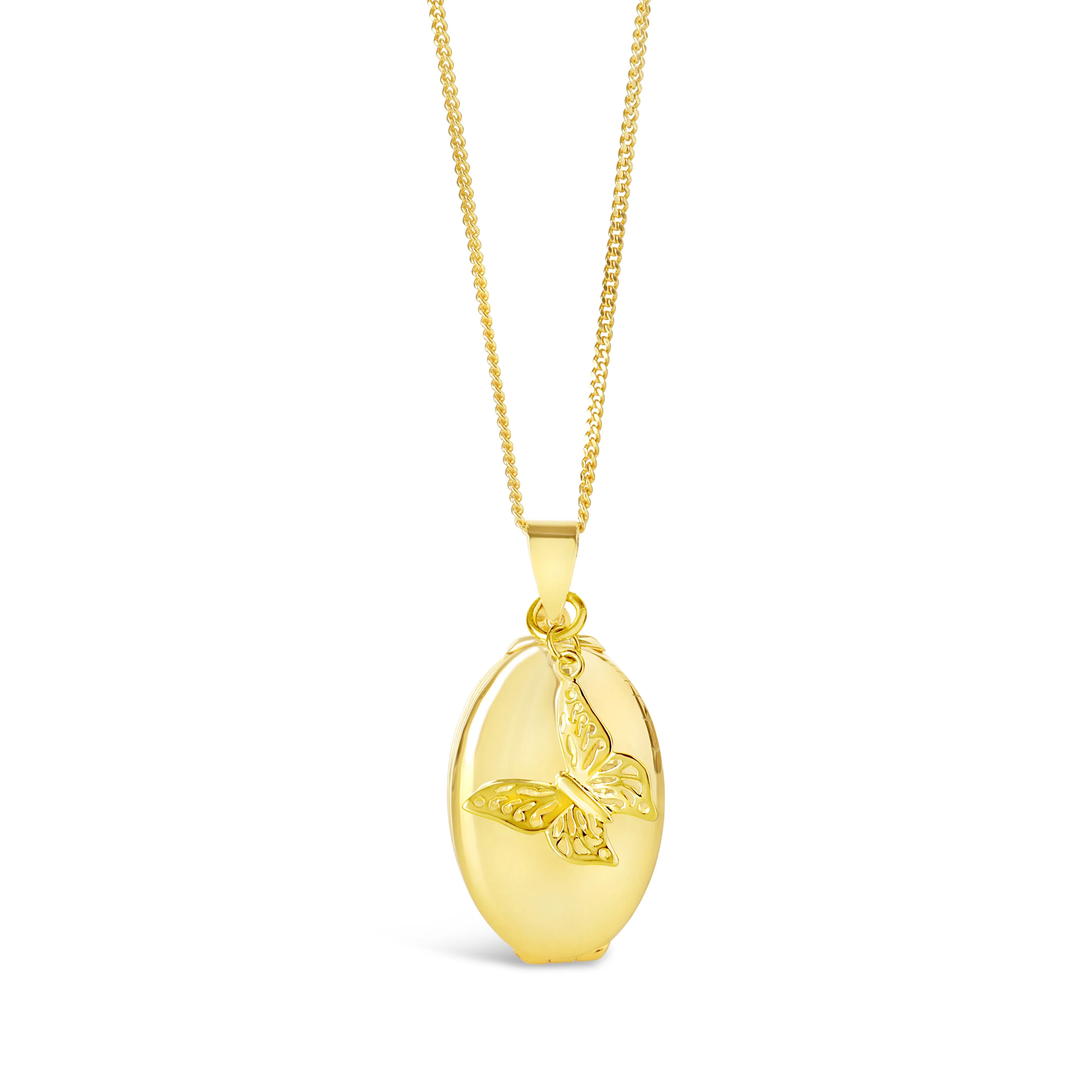 Four Photo Oval Butterfly Locket Gold   Photos