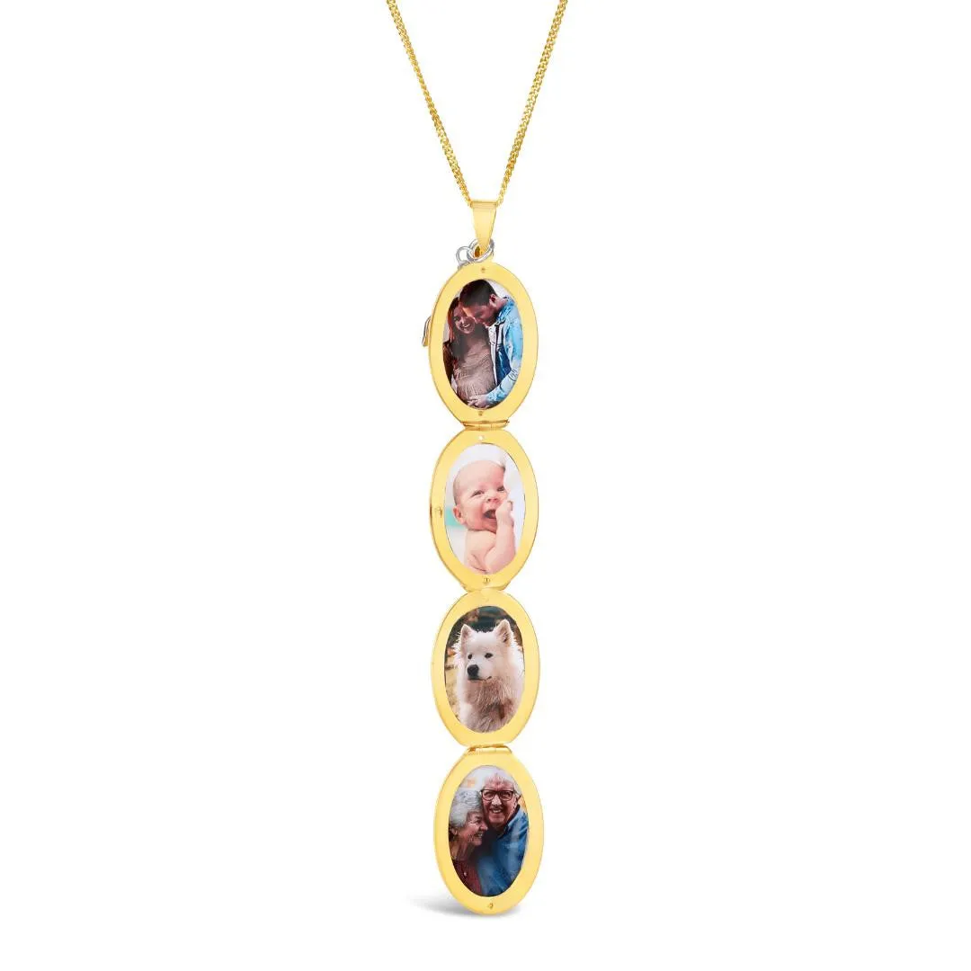 Four Photo Oval Butterfly Locket Gold   Photos