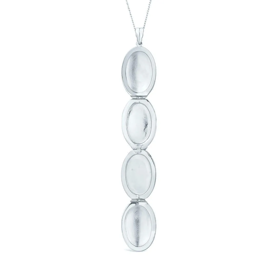 Four Picture Oval Locket | White Gold